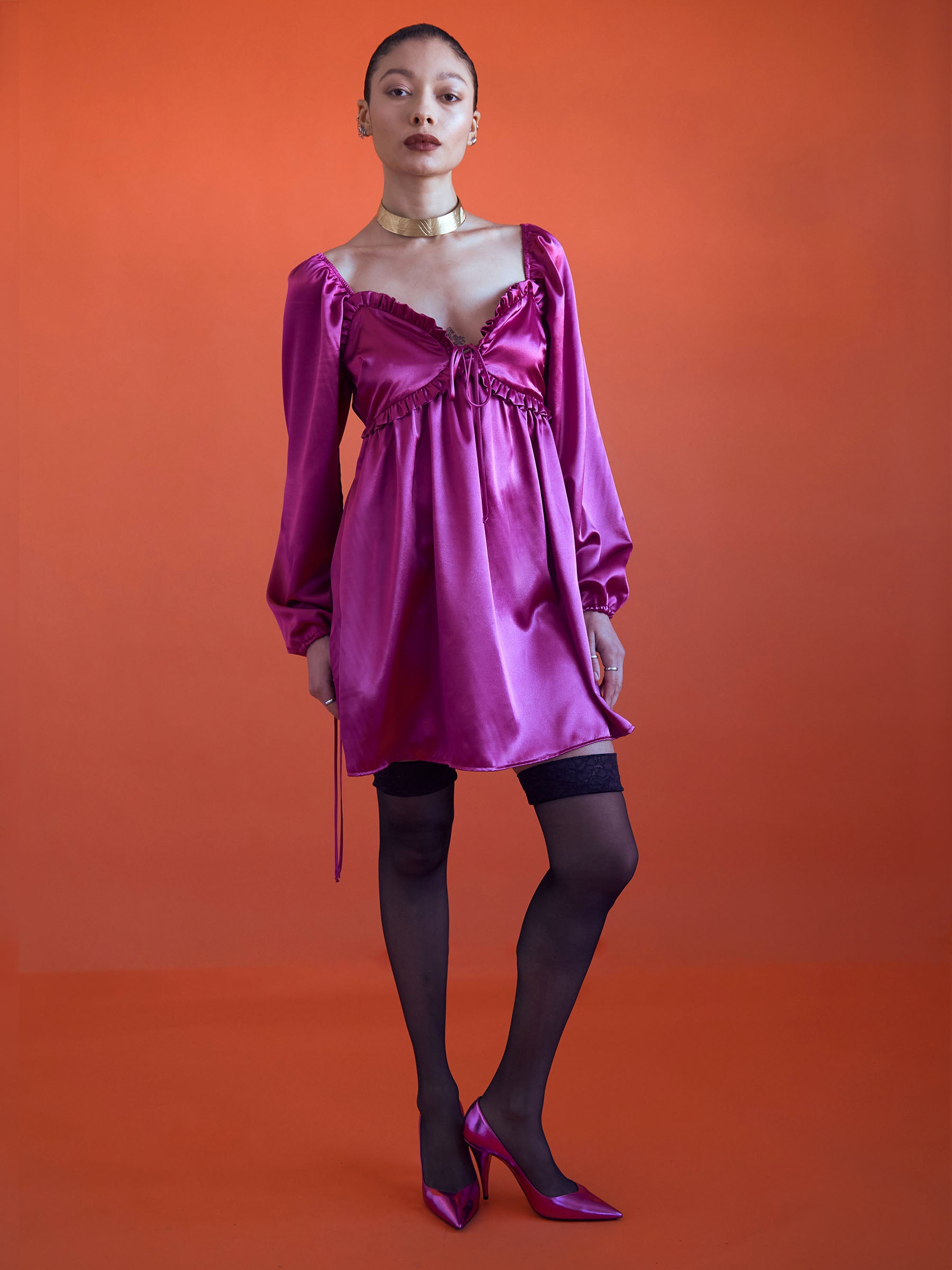 Pink_swingly_babydoll_satin_mini_dress