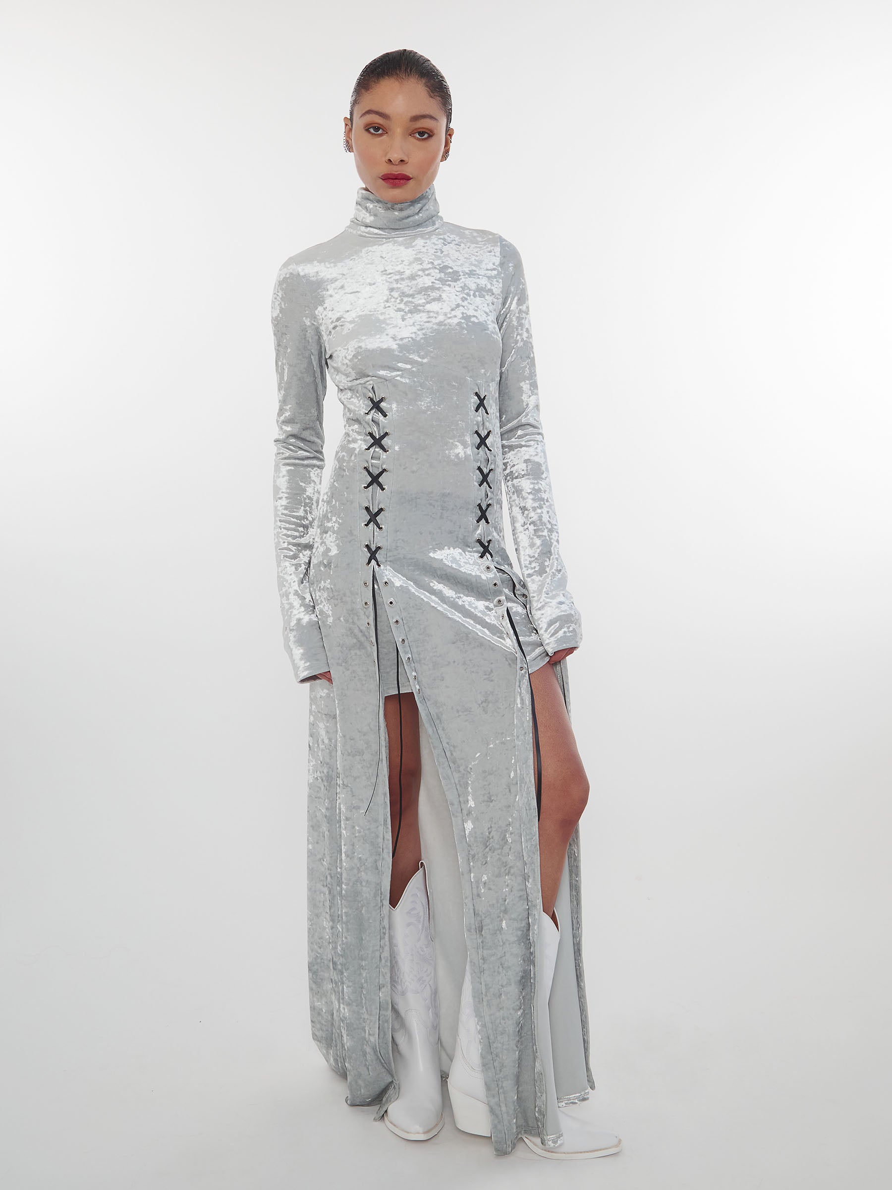 Crushed_velvet_silver_lace_up_eyelet_maxi_dress