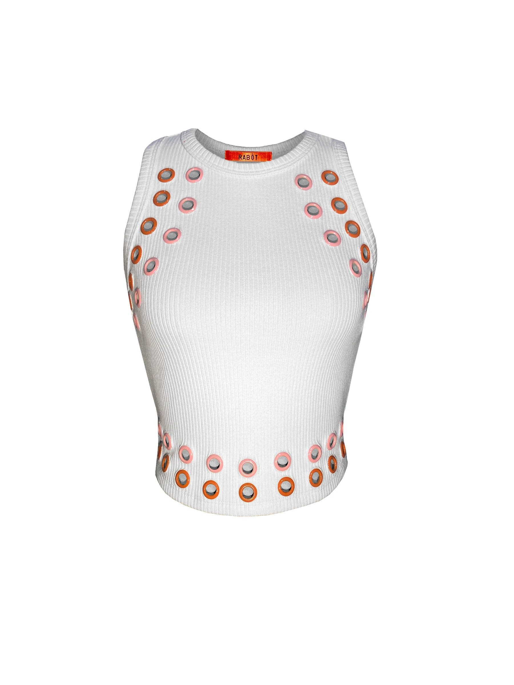 Colorful eyelet rib tank top
