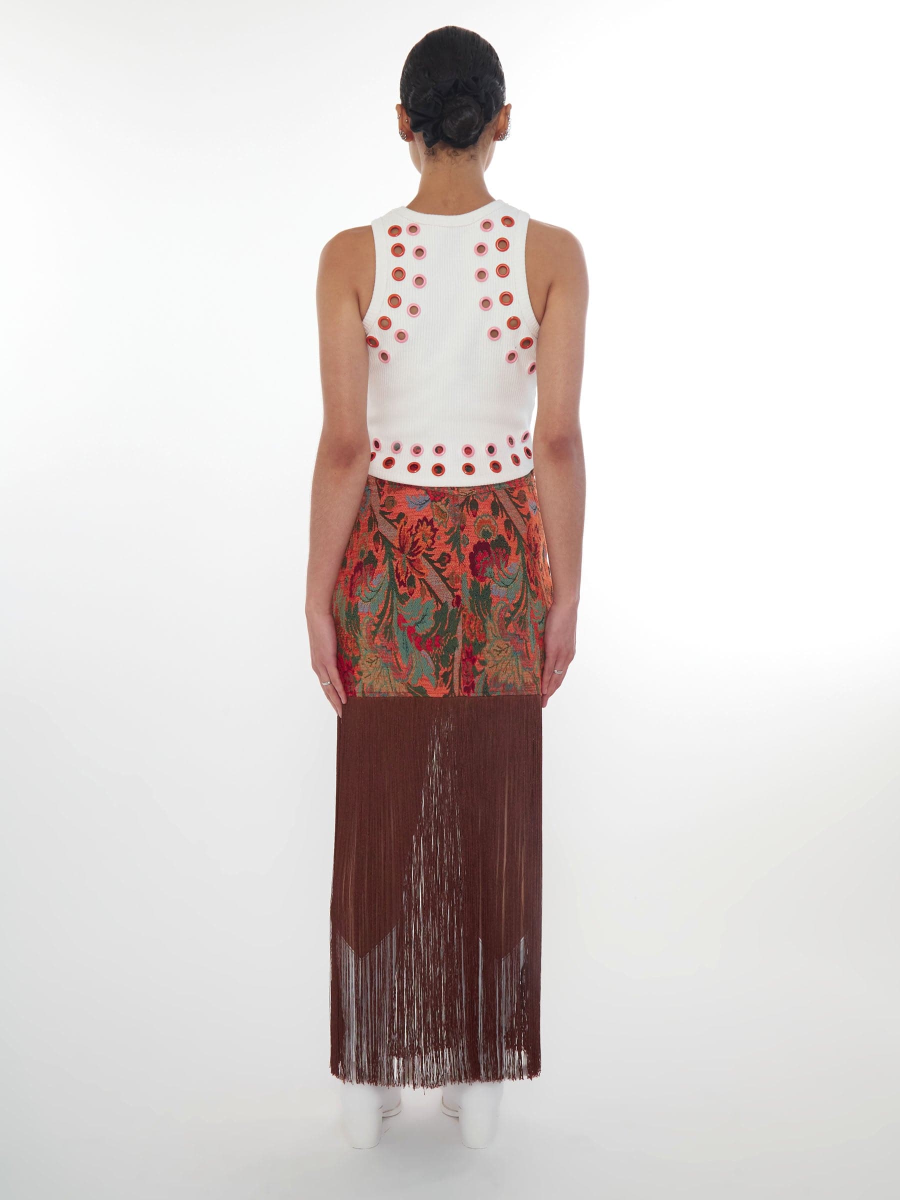 Colorful eyelet rib tank top