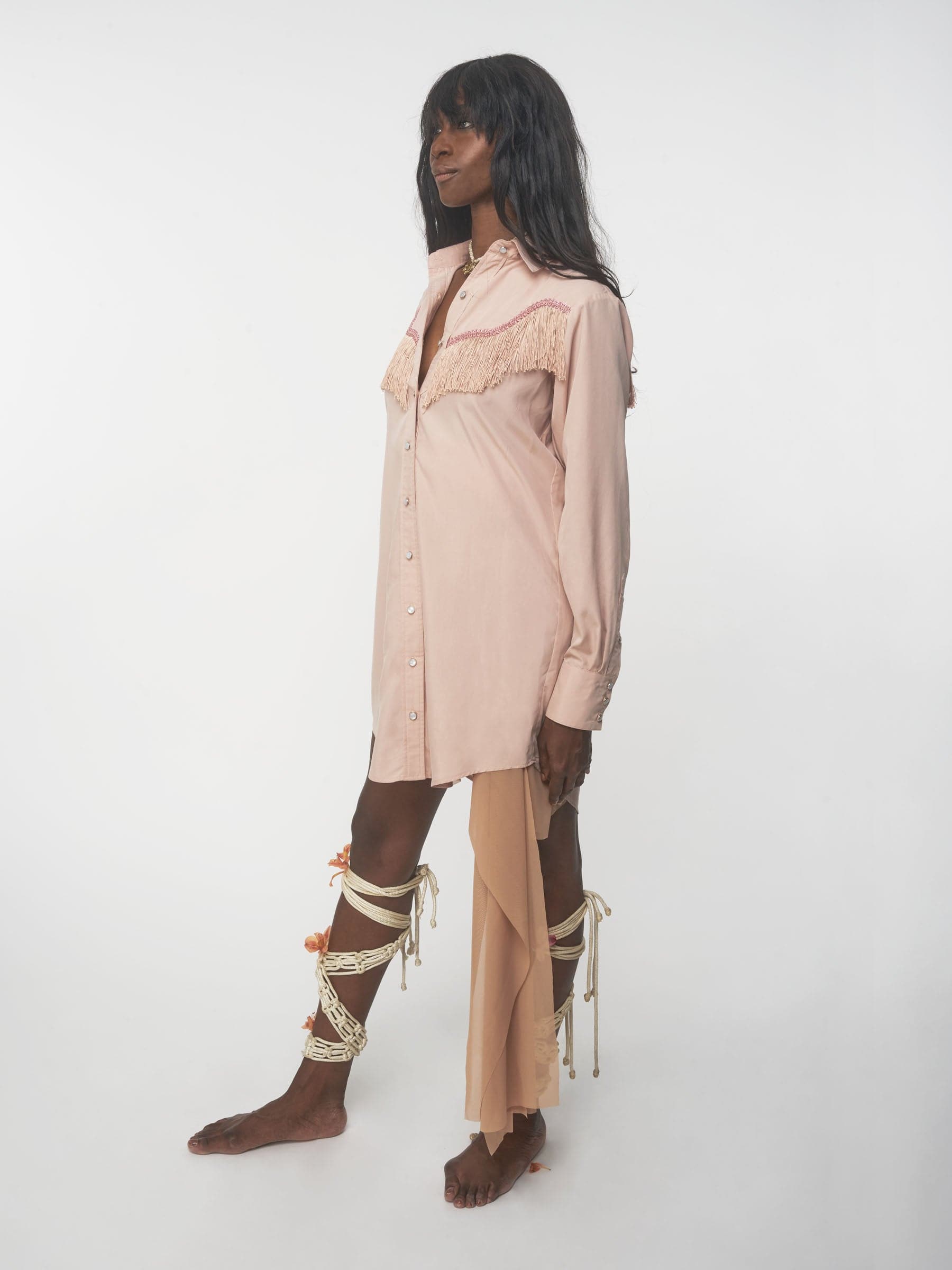 Pink blush western Tencel shirt dress