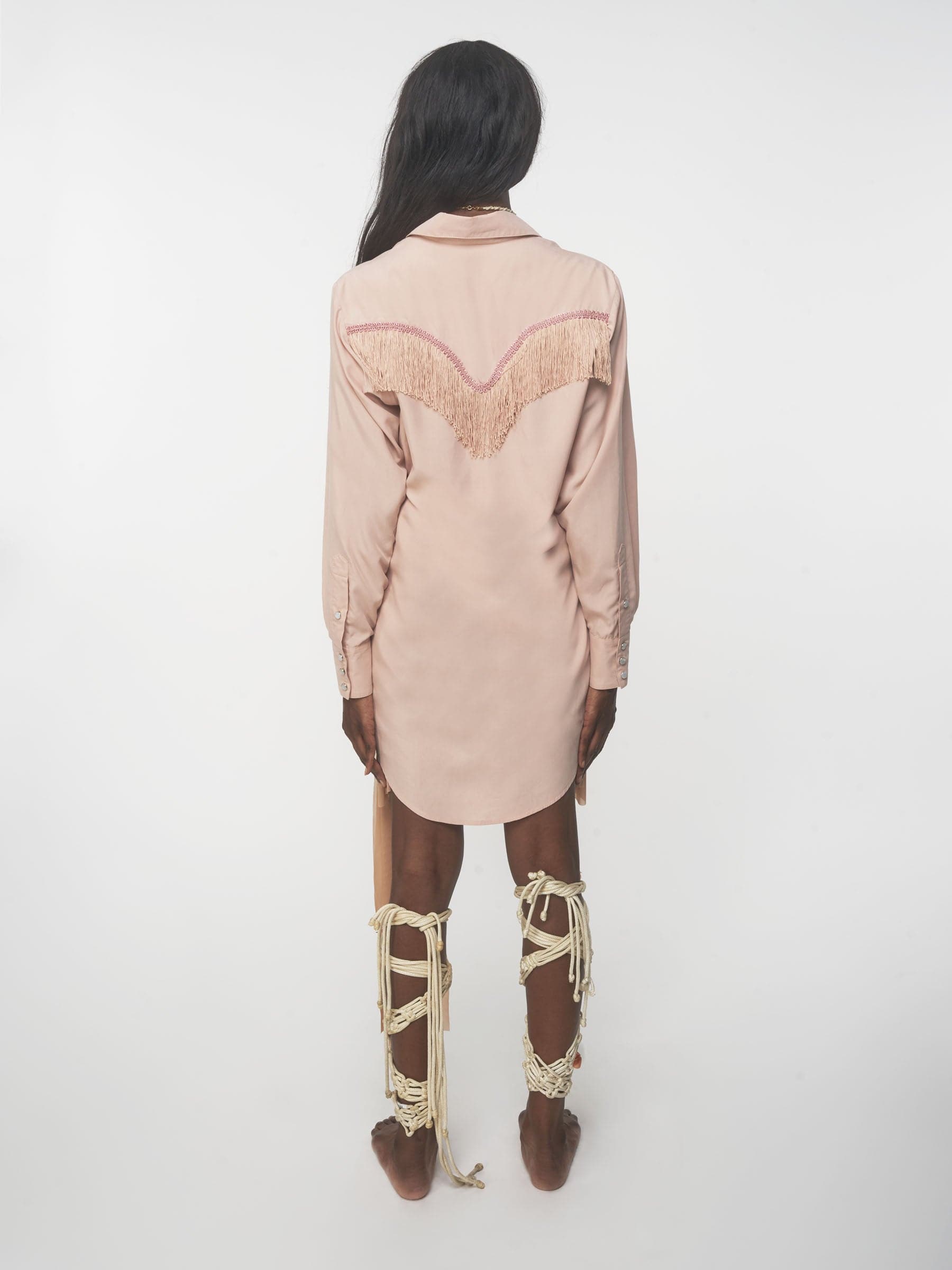 Pink blush western Tencel shirt dress