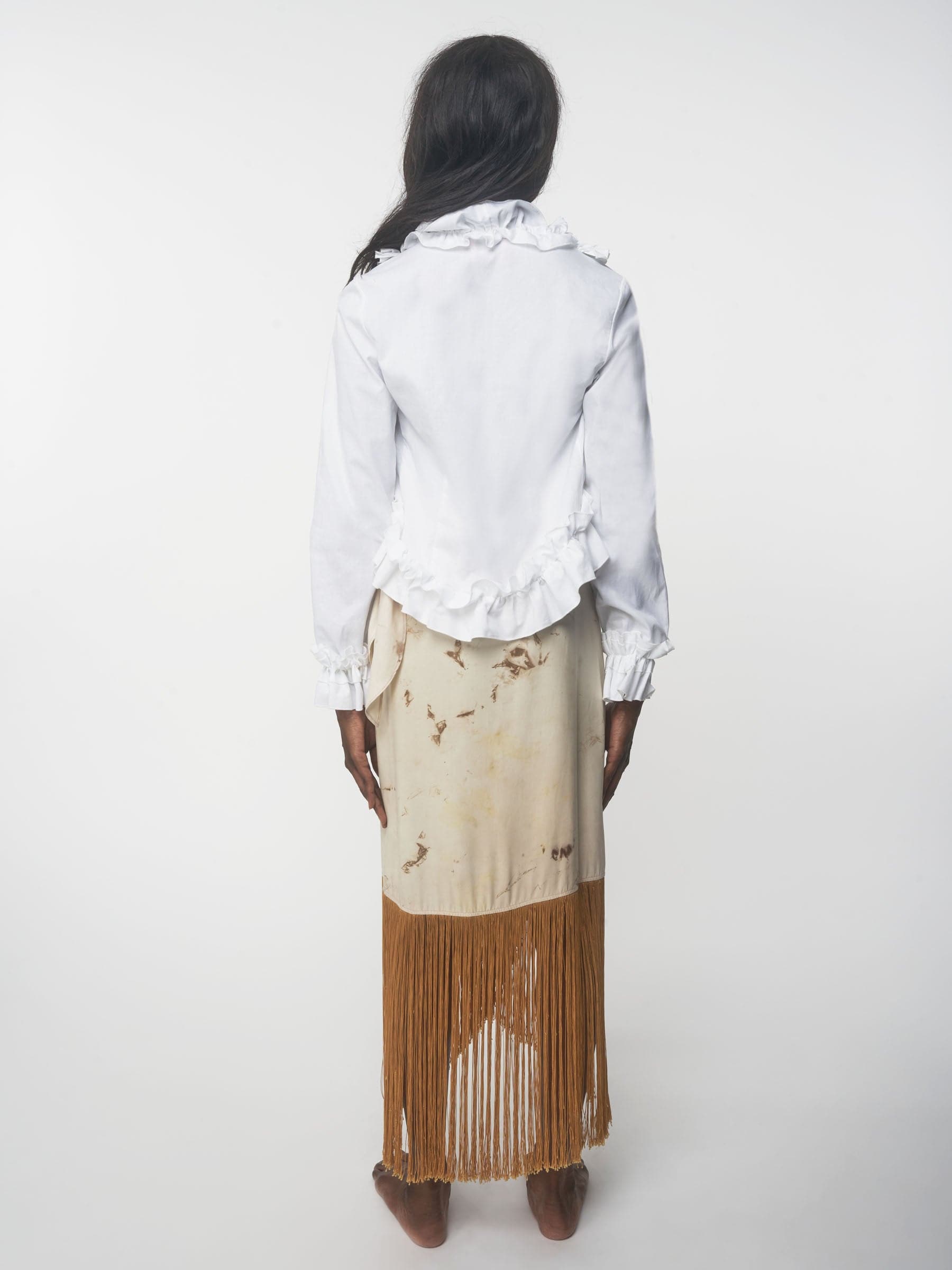 White organic cotton poplin ruffle top