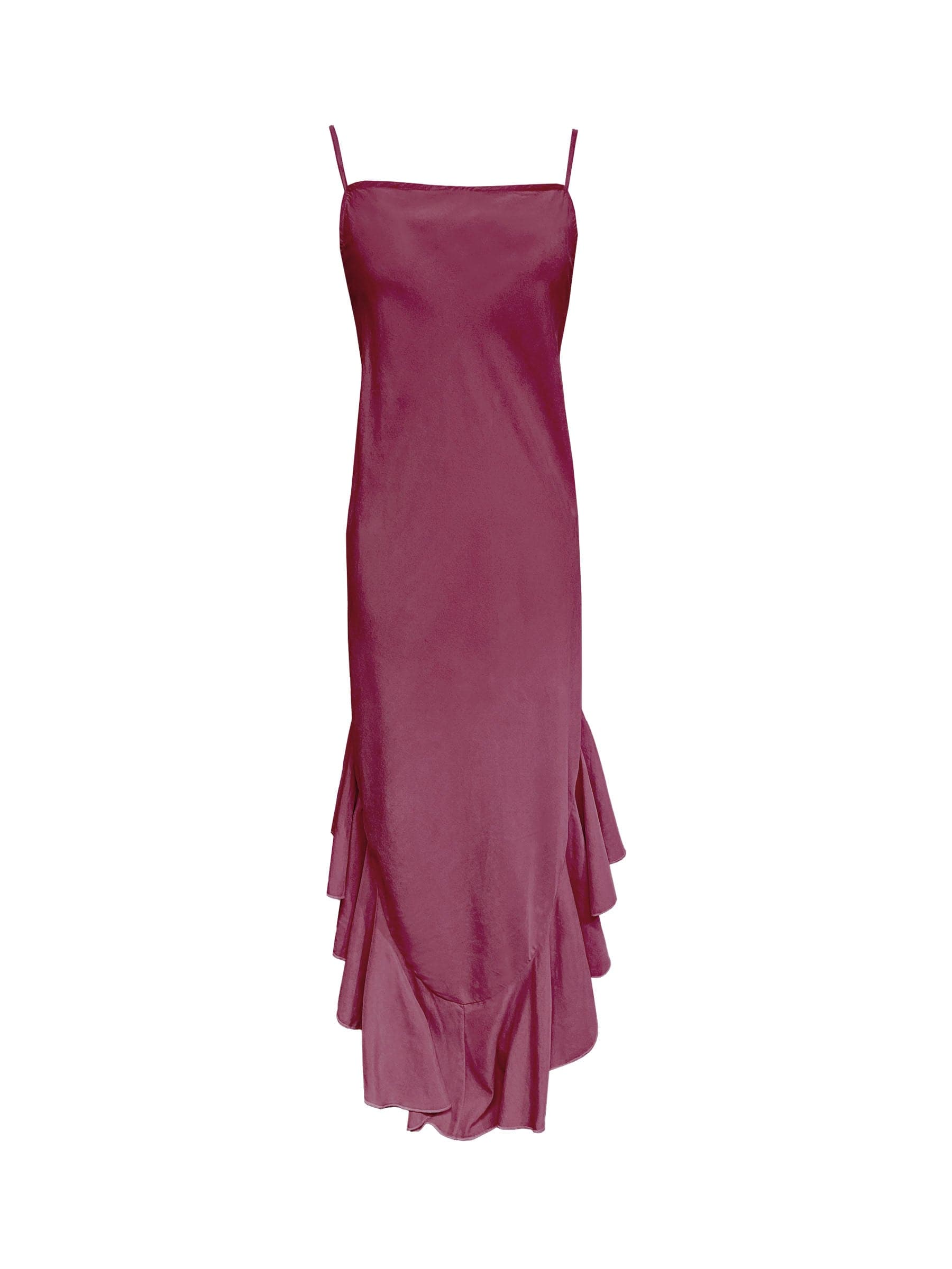 Dusty purple sustainable tencel ruffle dress