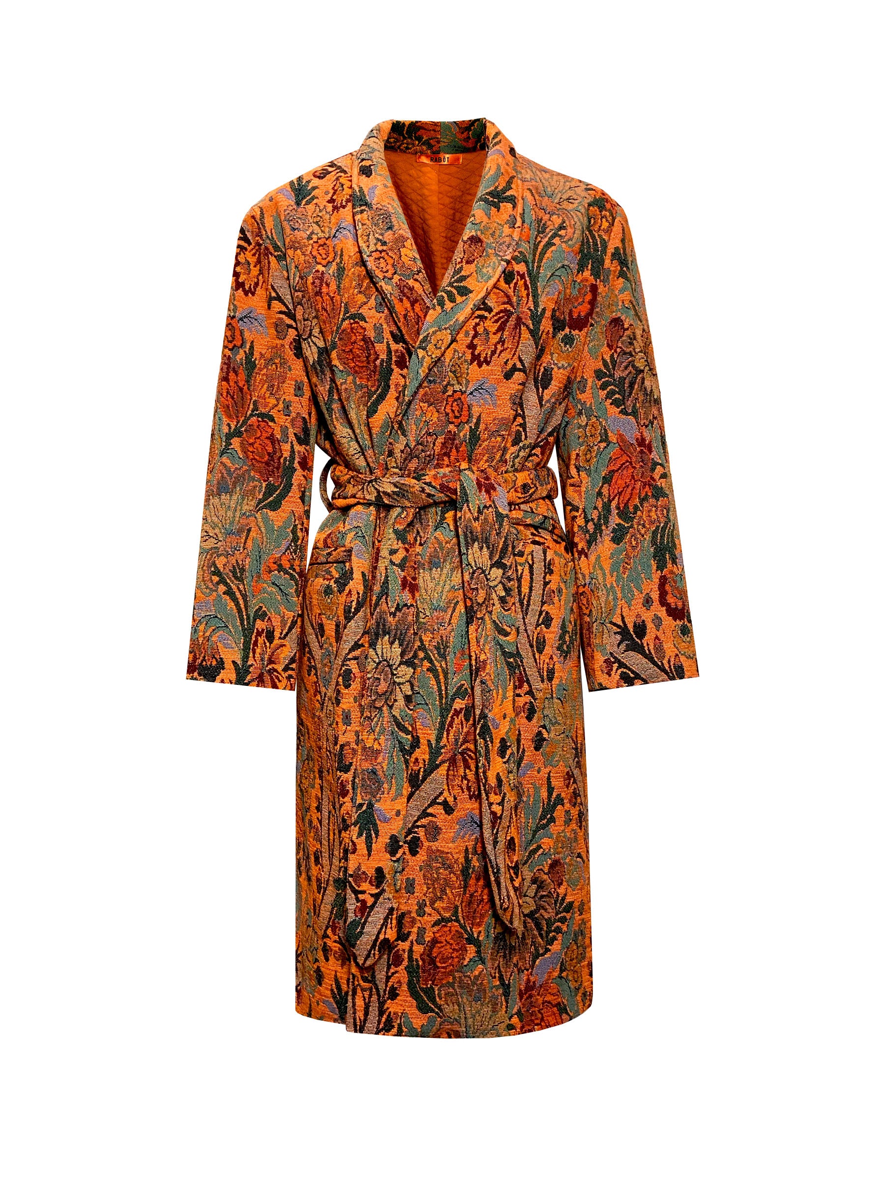 Orange floral and paisley coat
