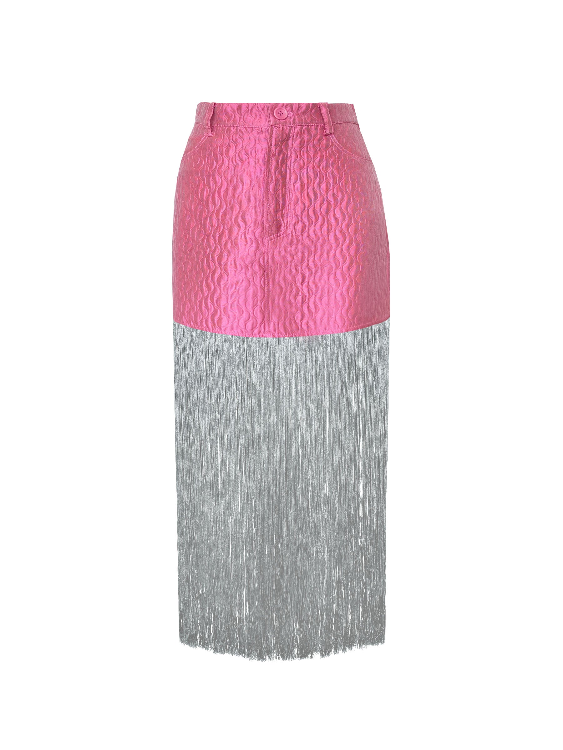 Pink_bubblegum_jacquard_silver_fringe_mini_skirt