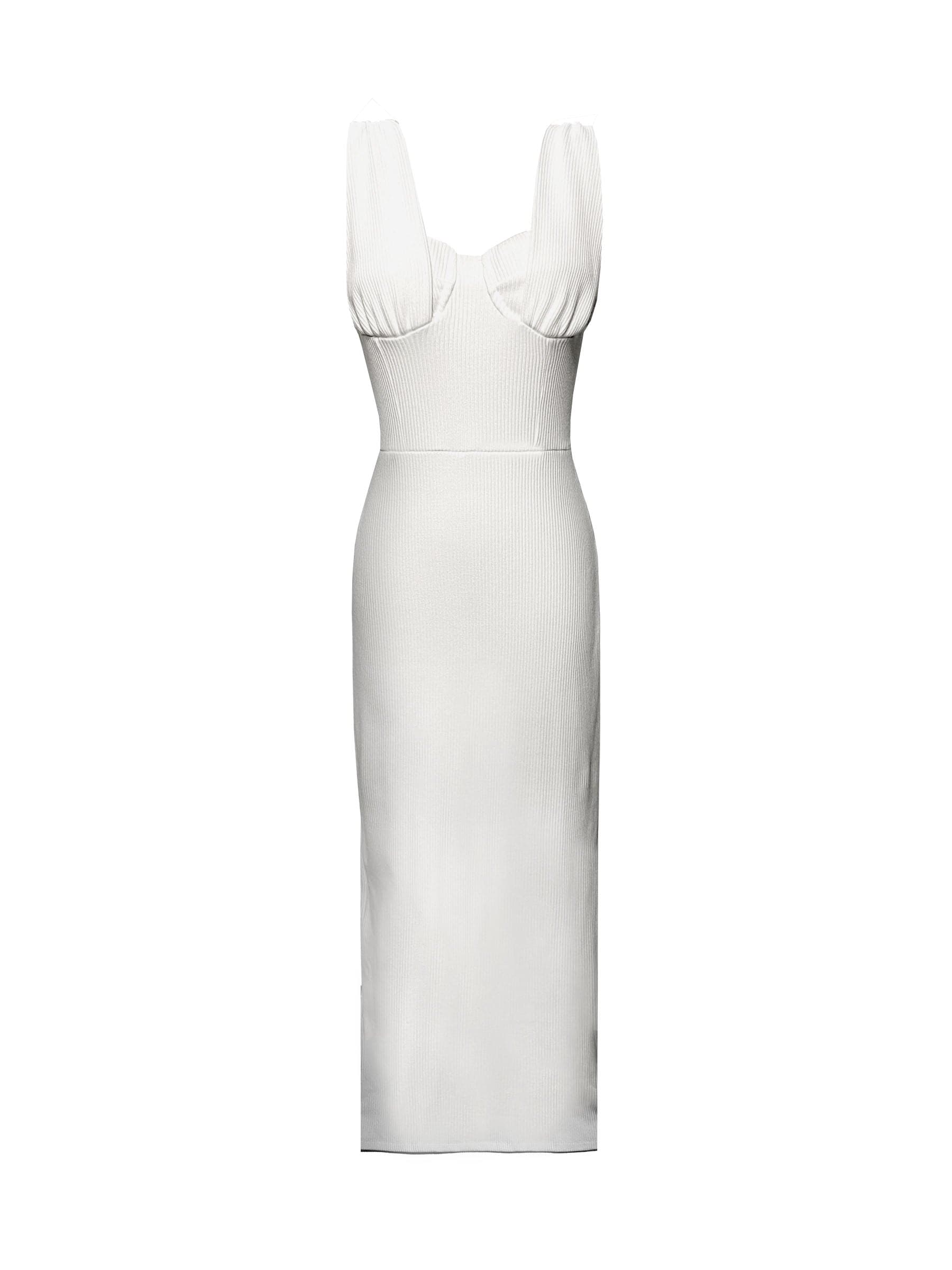 Ribbed corset white maxi dress