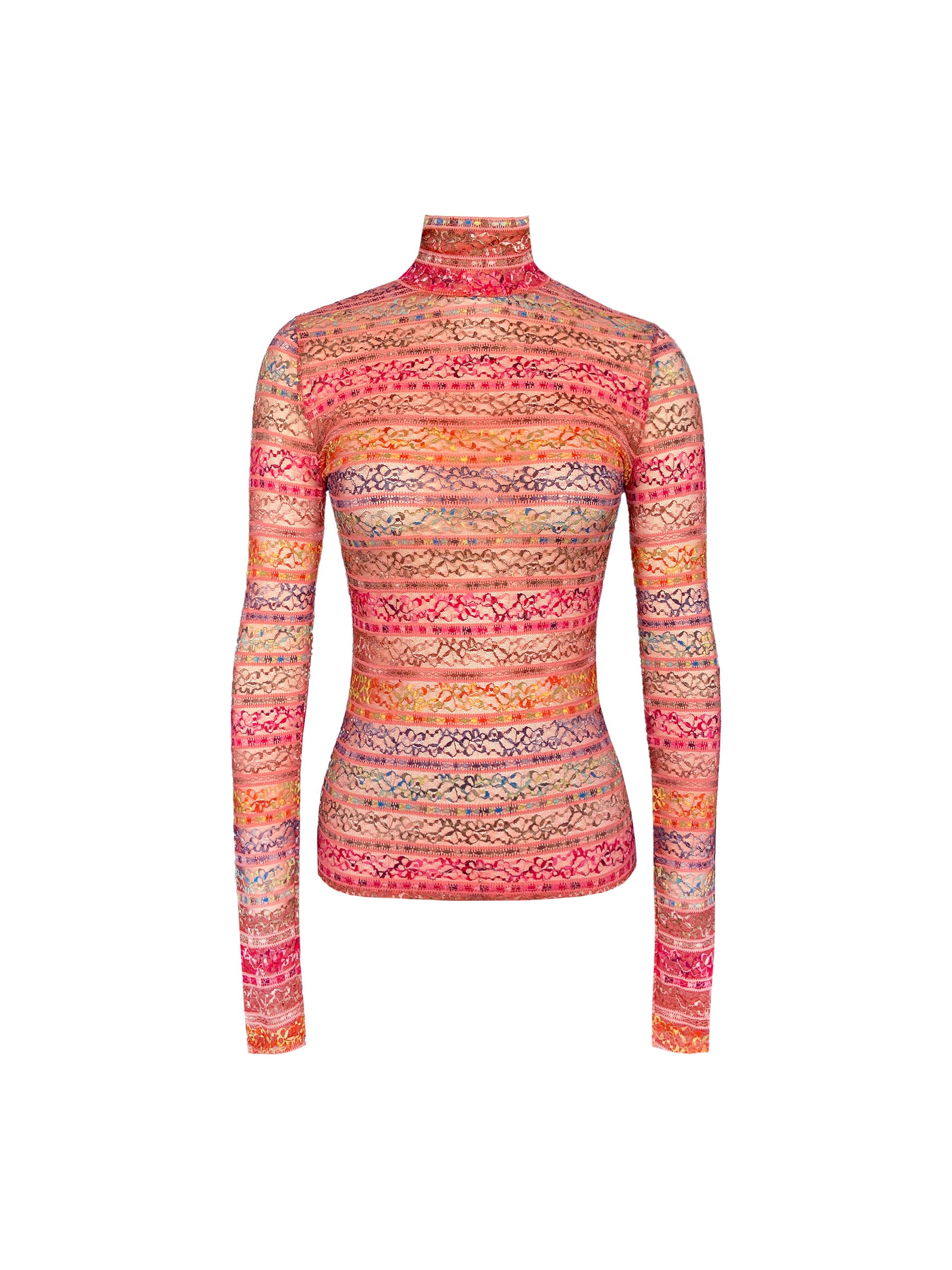 Rainbow mesh turtleneck