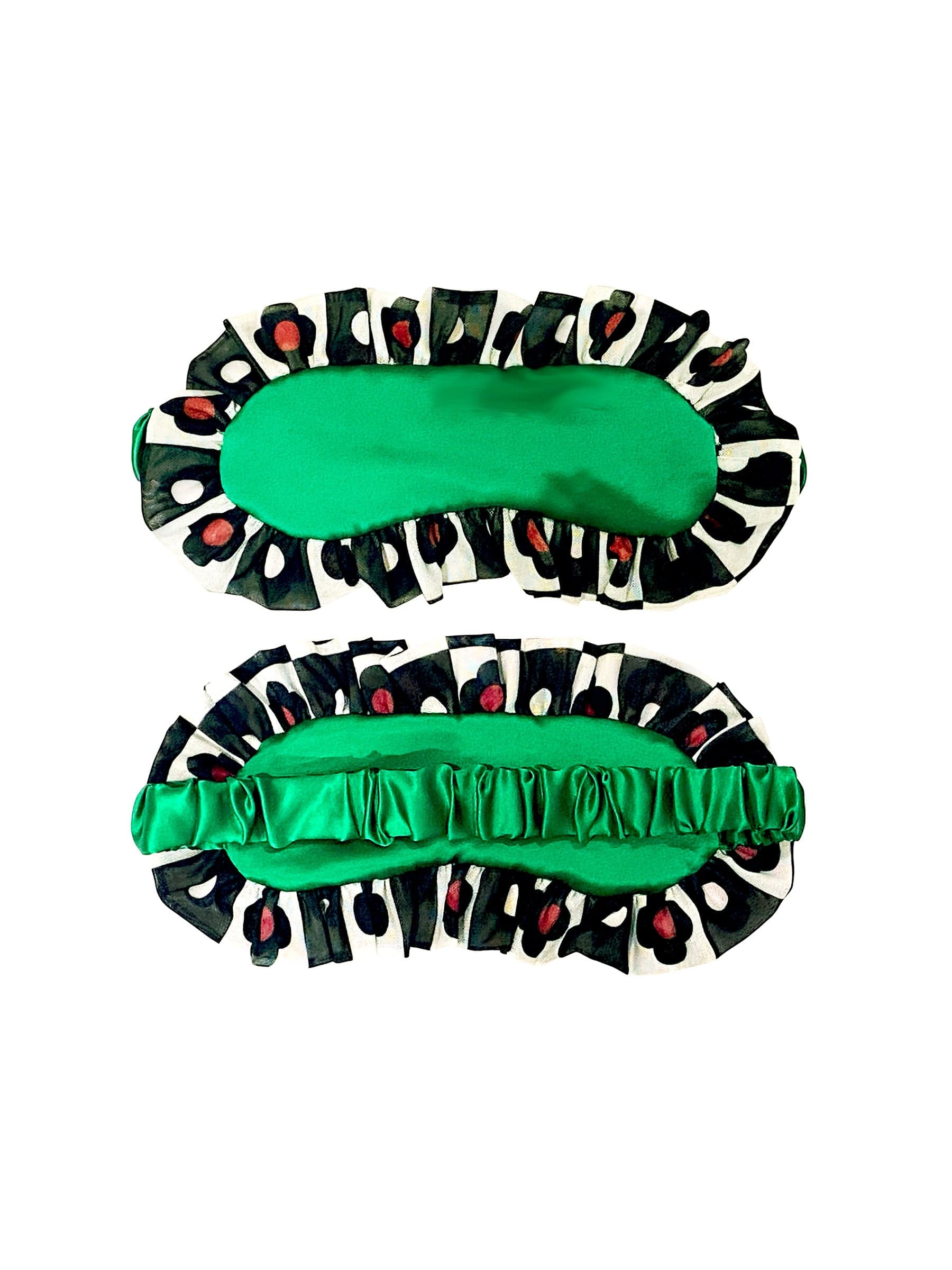 Bright green floral print sleep mask