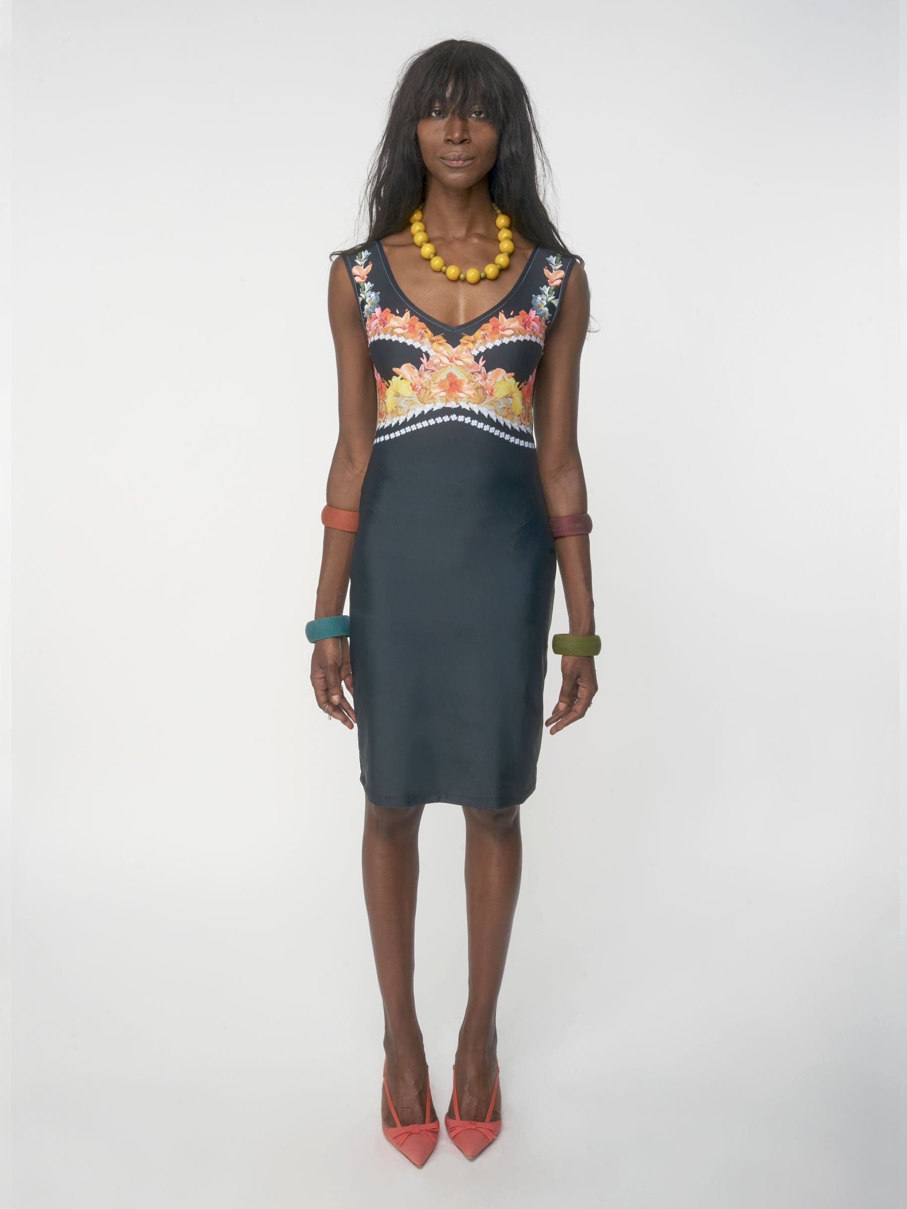 Floral print bustier sustainable party dress