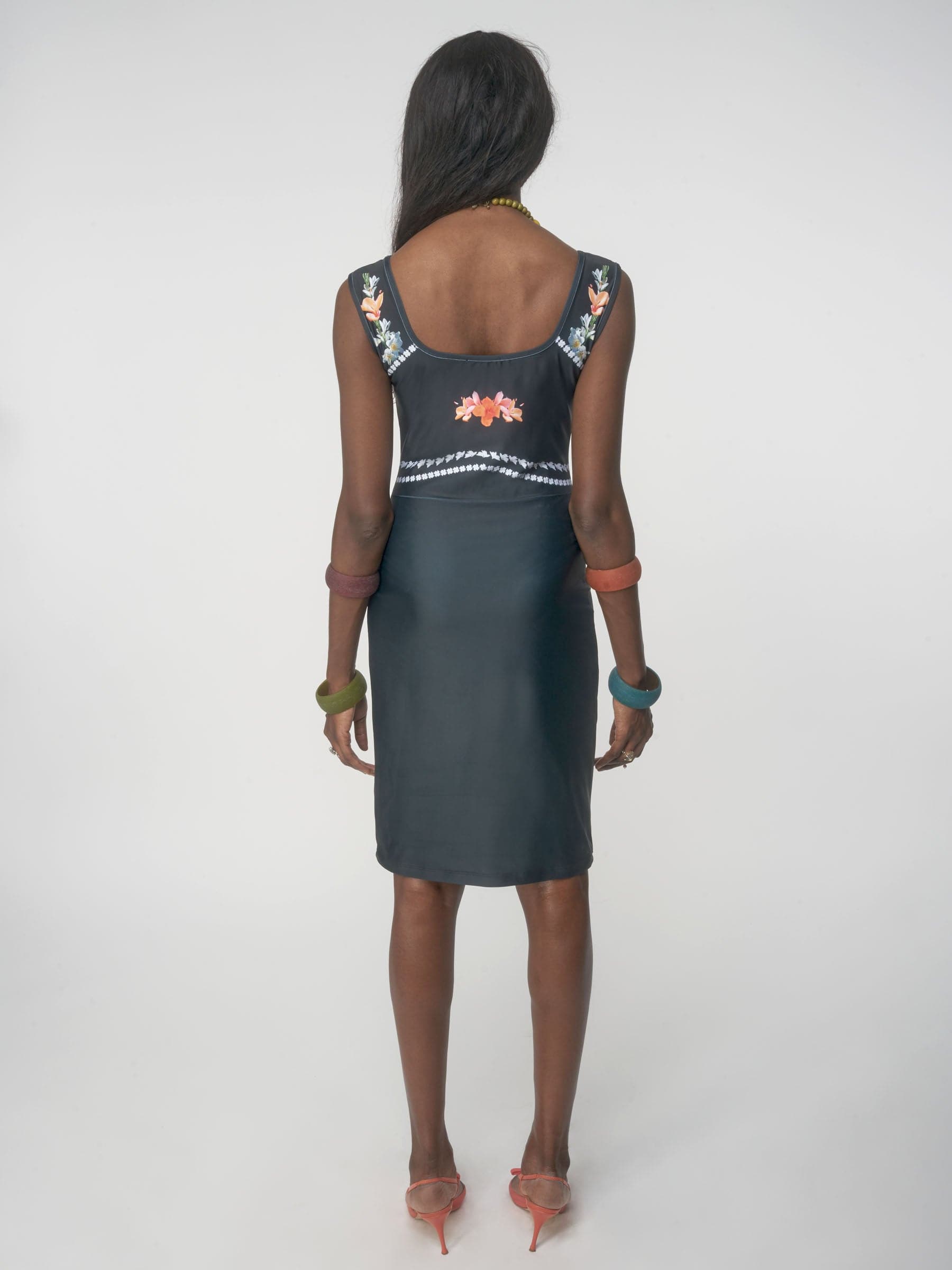 Floral print bustier sustainable party dress