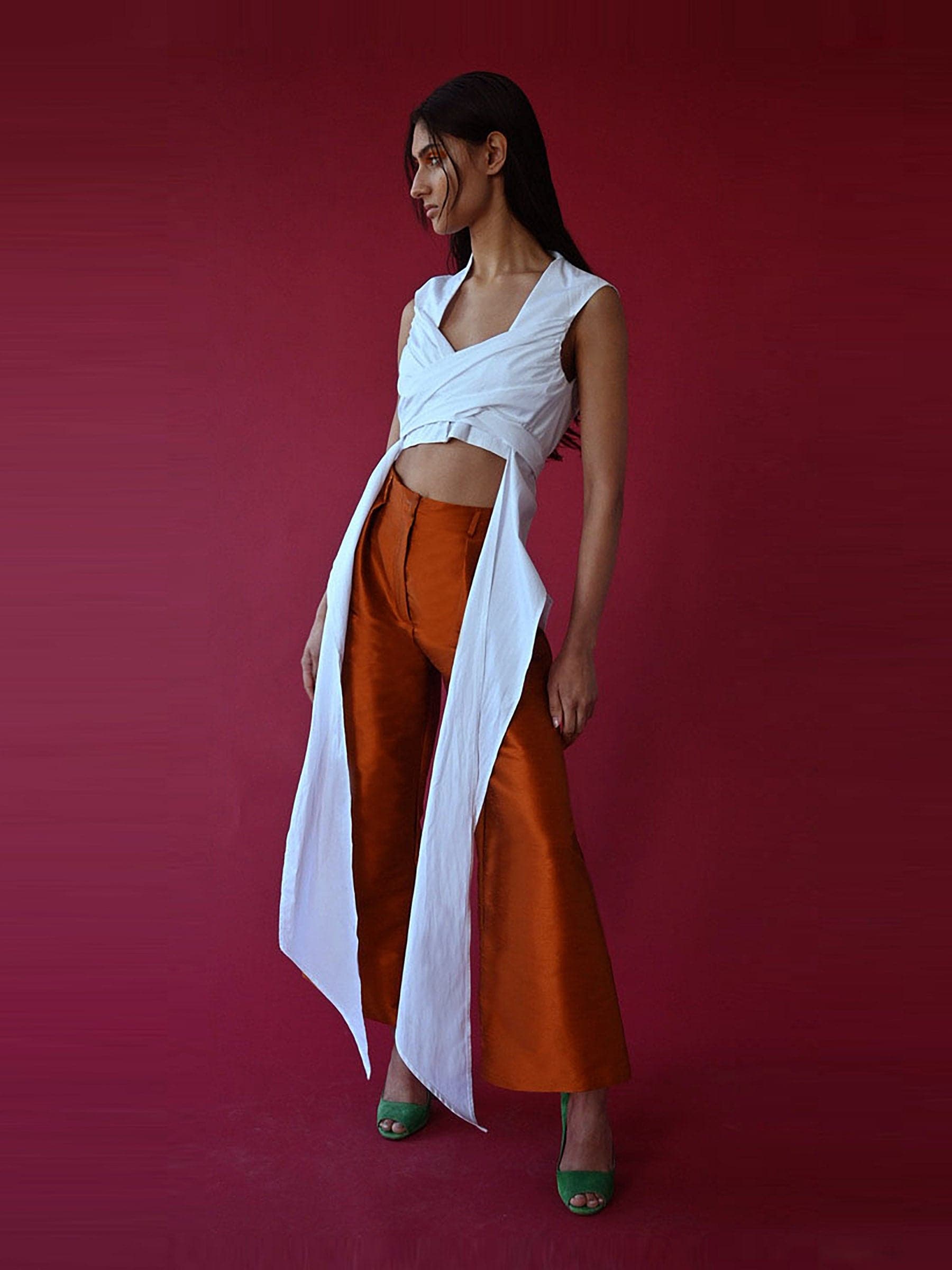 WHITE ORGANIC COTTON WRAP TOP