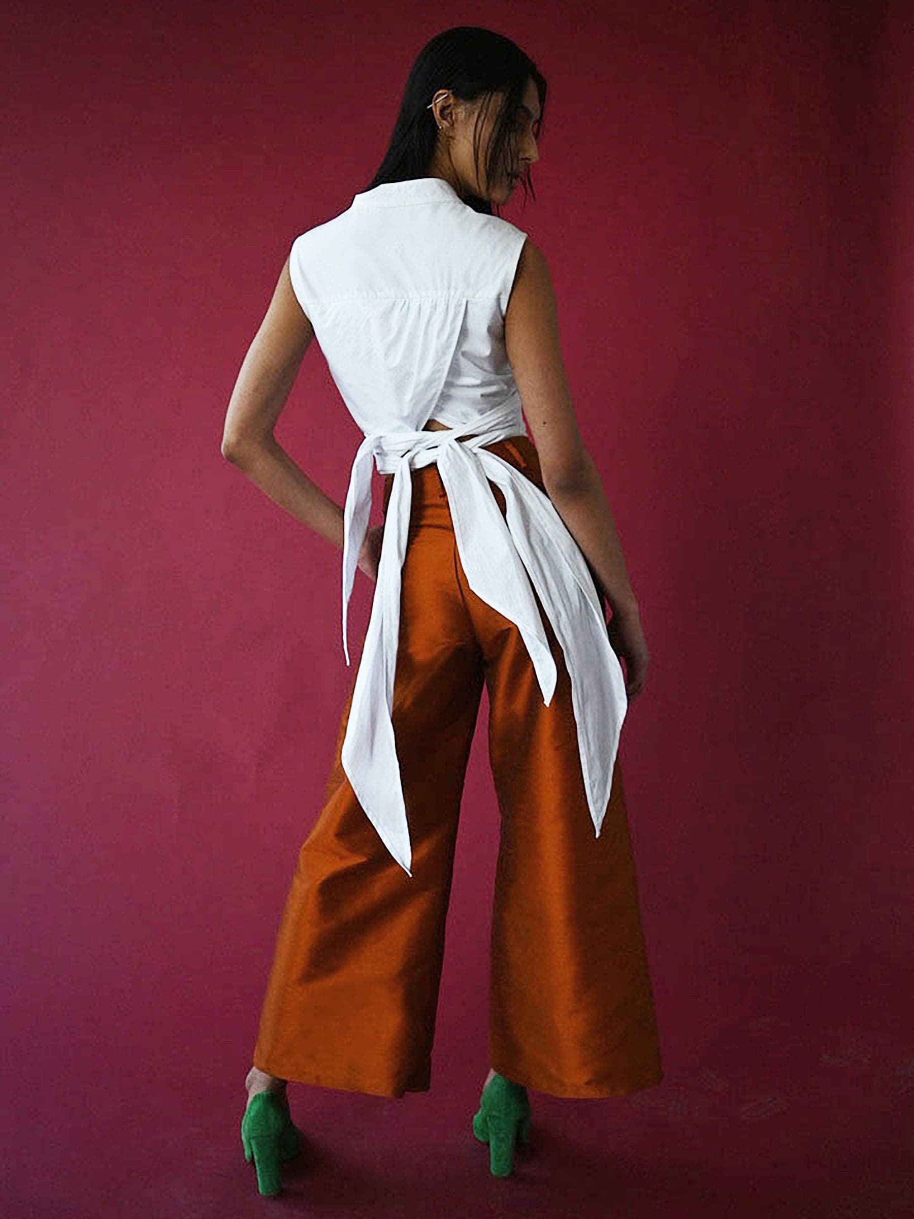 WHITE ORGANIC COTTON WRAP TOP
