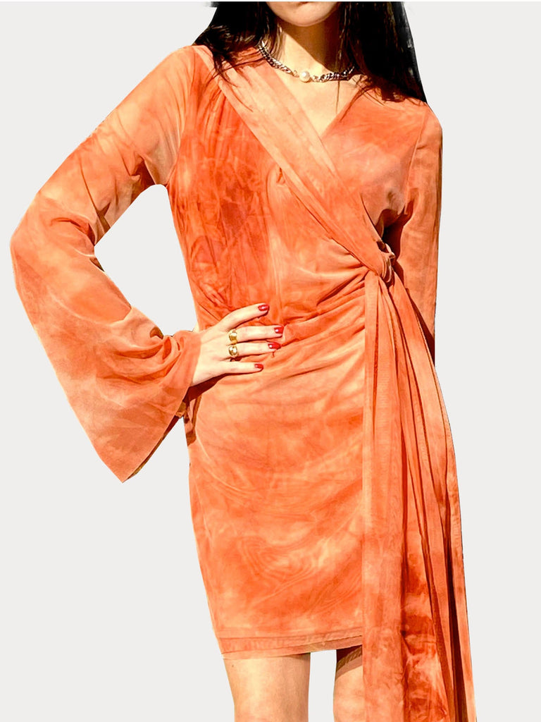 Henri Dress in Tangerine Tie Dye