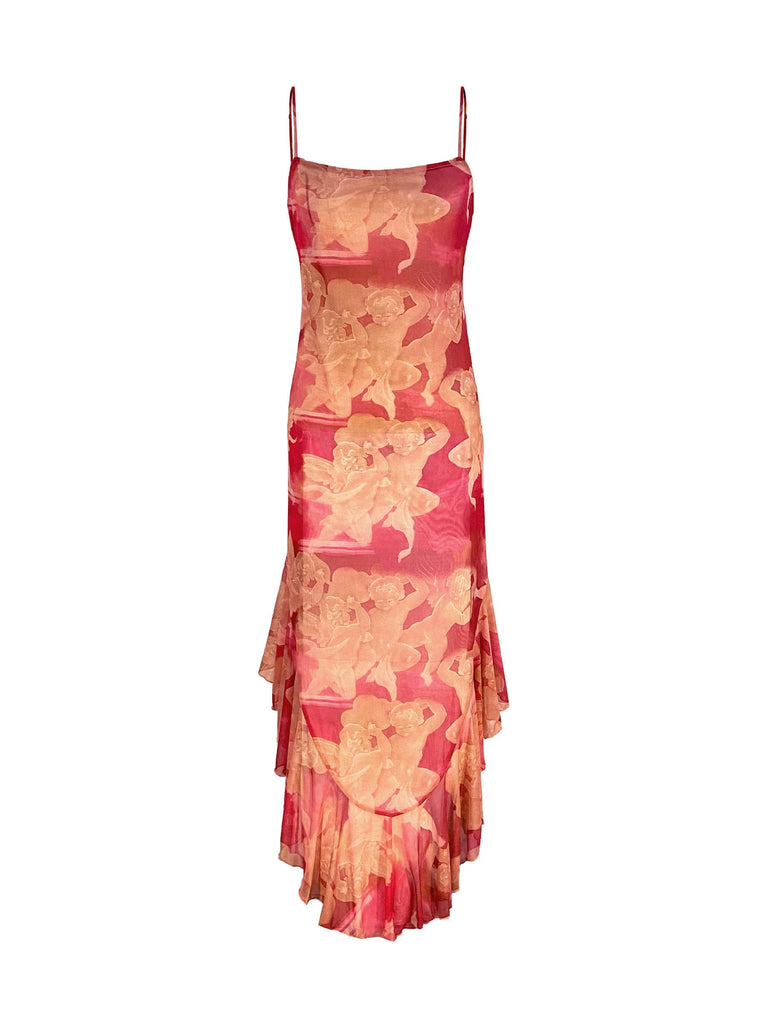 Mesh Paloma Dress in Red Cherub