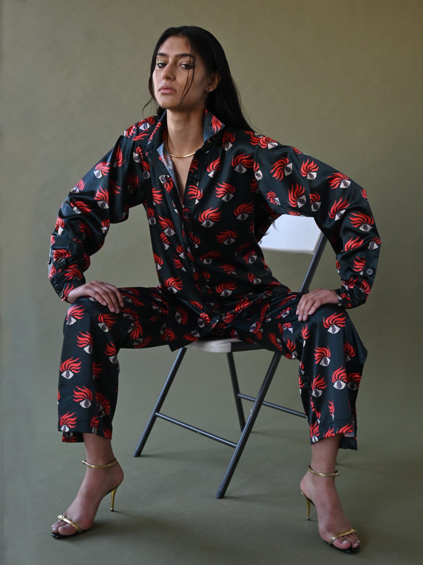 EYE PRINT SATIN PANT