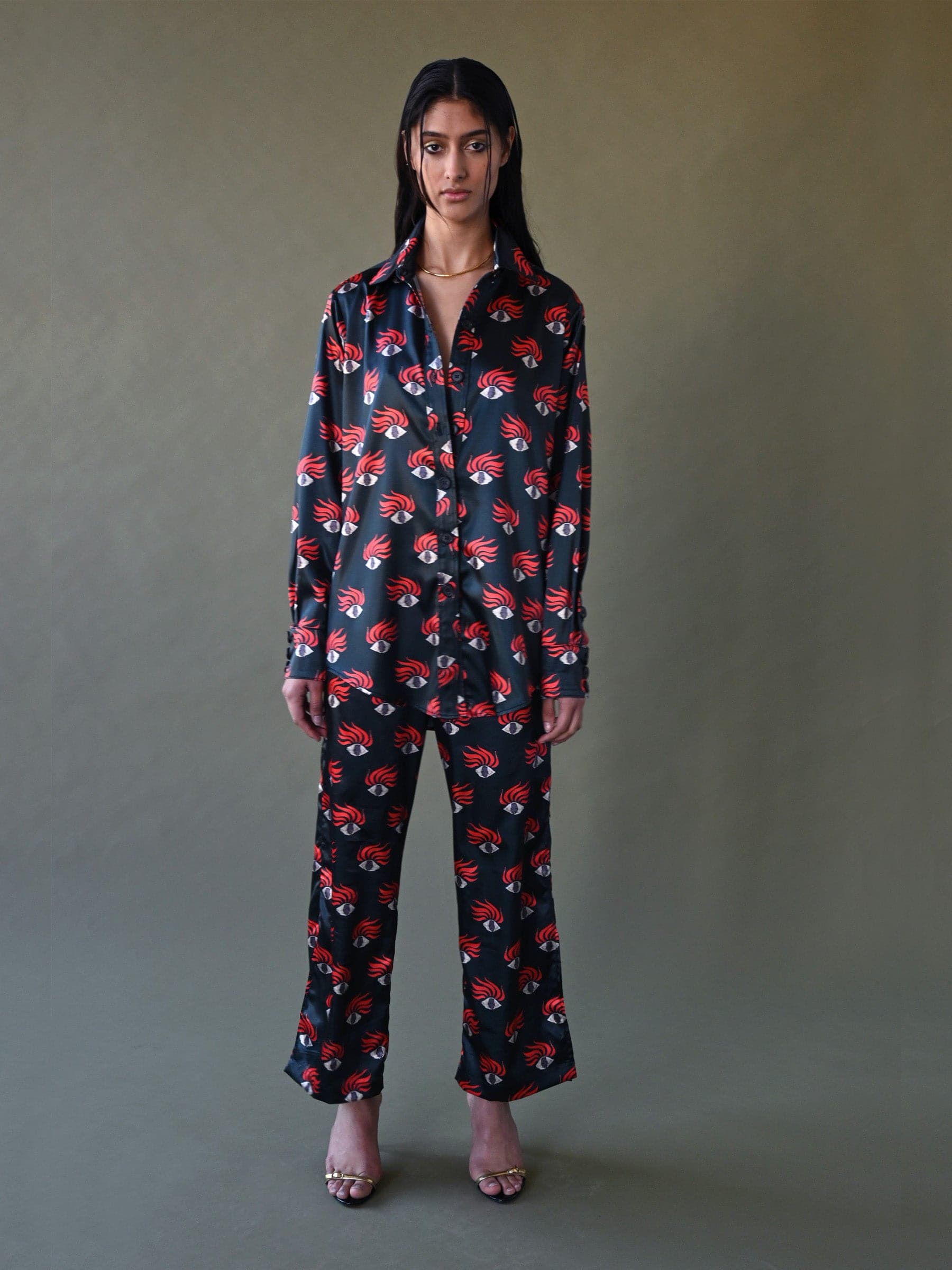 EYE PRINT SATIN PANT
