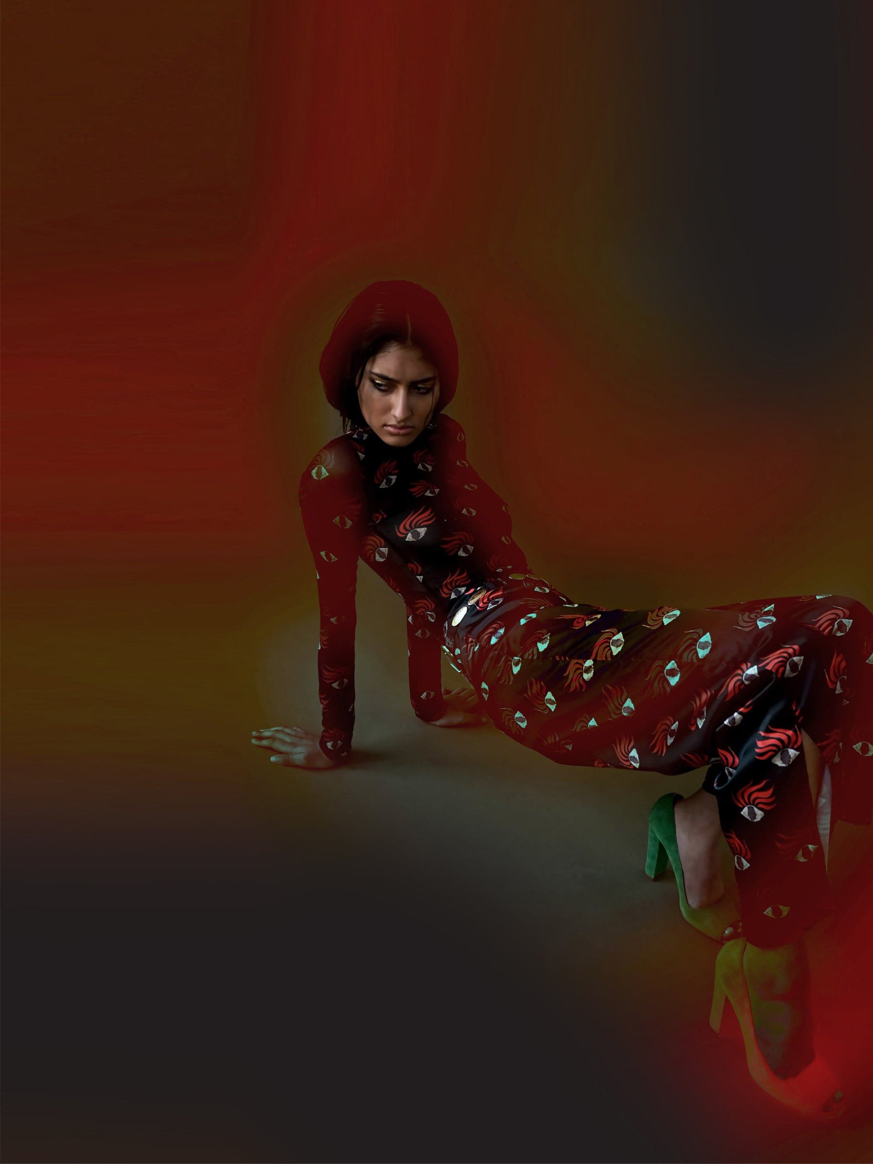 EYE PRINT SATIN PANT