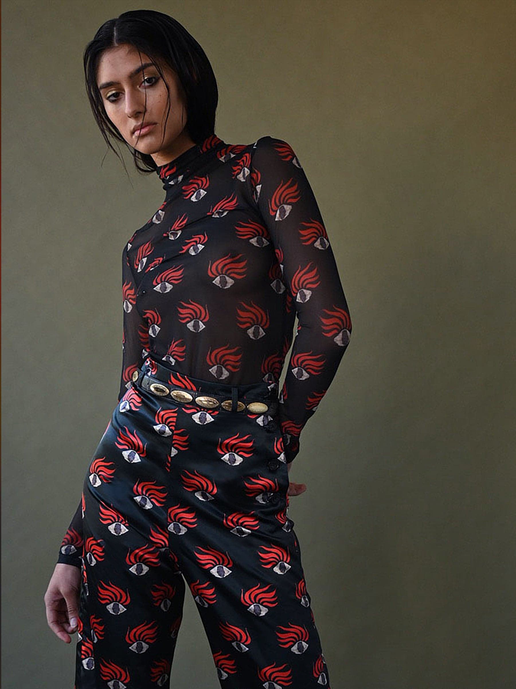 EYE PRINT SATIN PANT