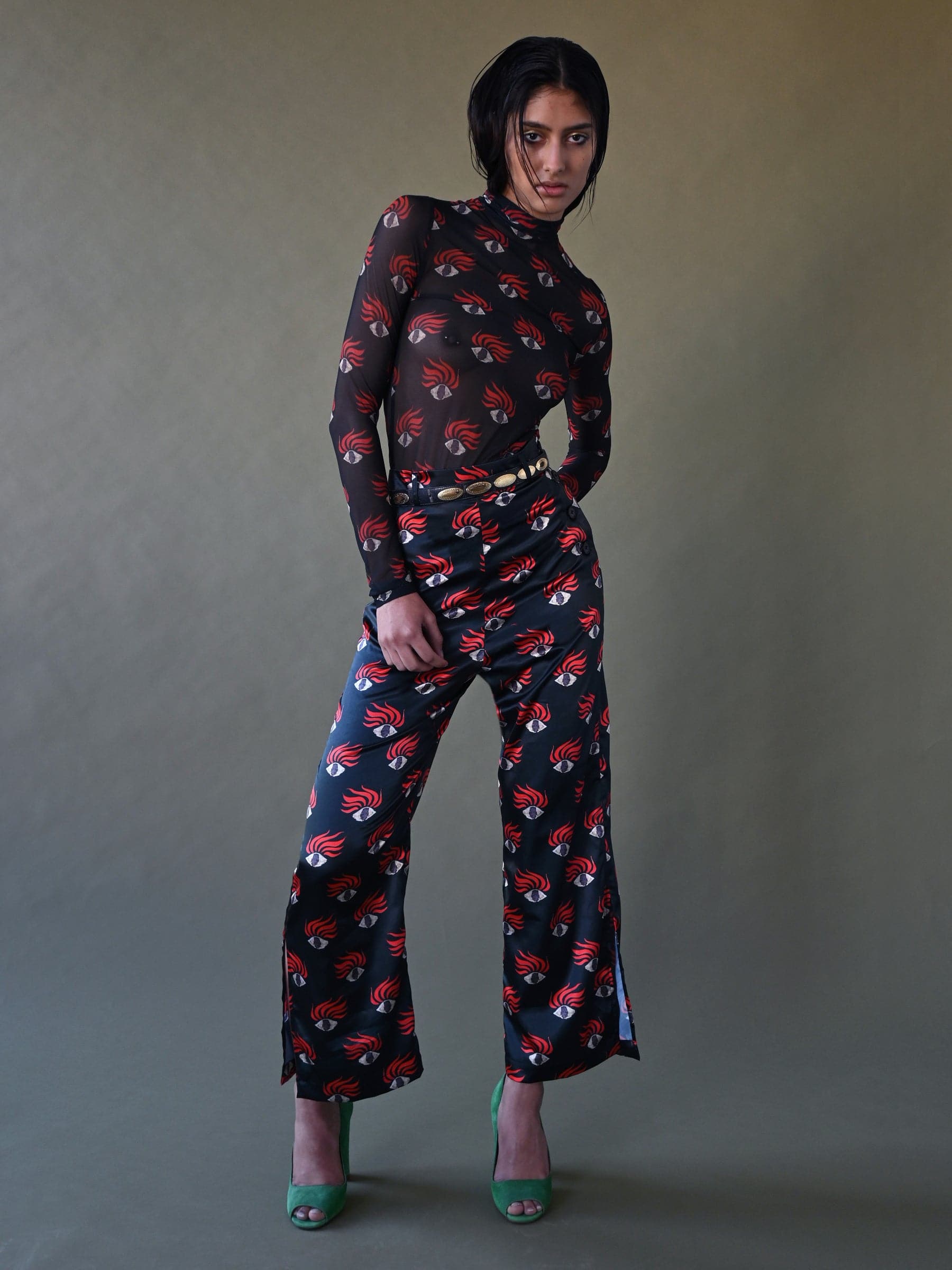 EYE PRINT SATIN PANT