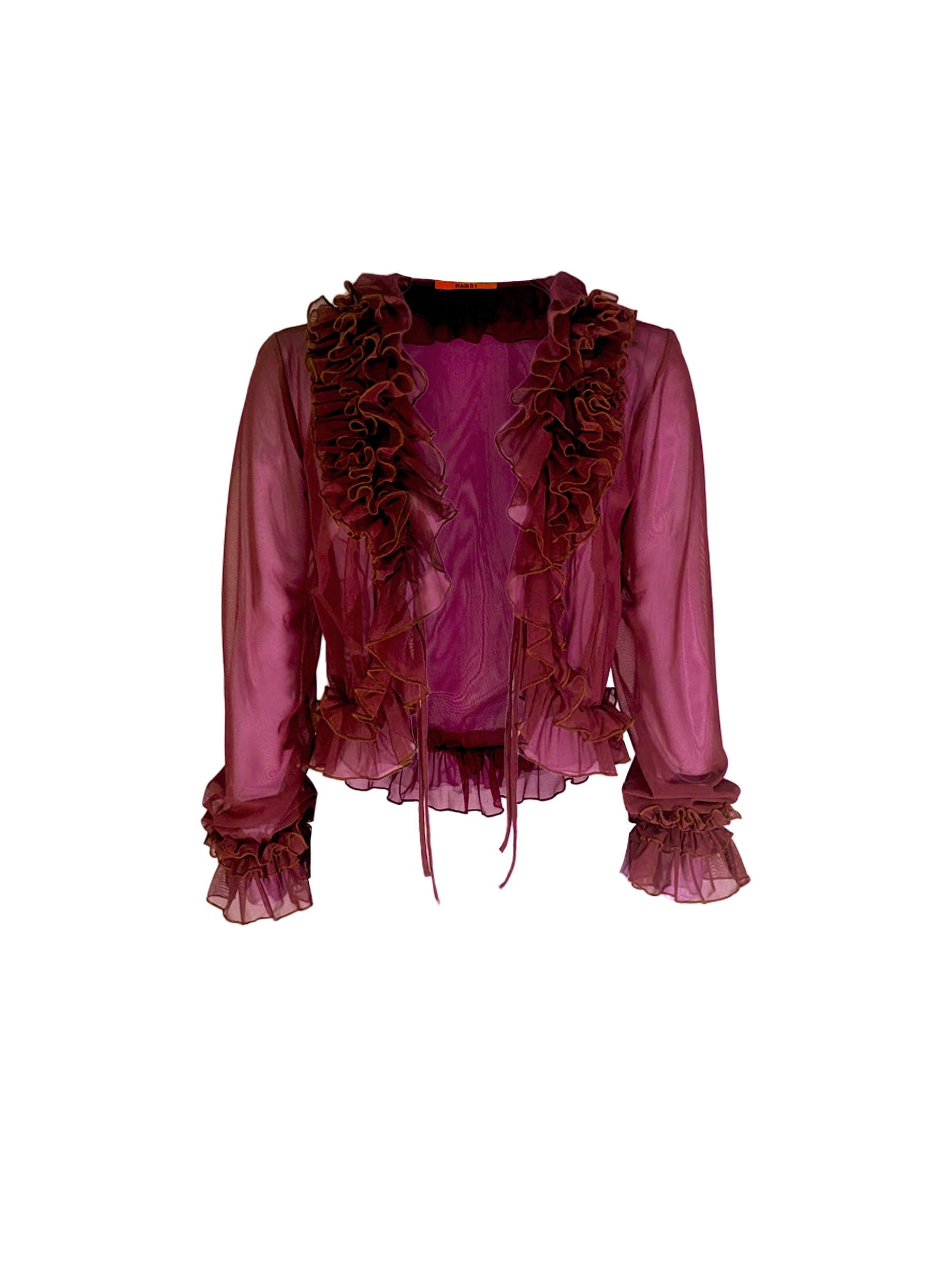 PURPLE MESH RUFFLE TOP