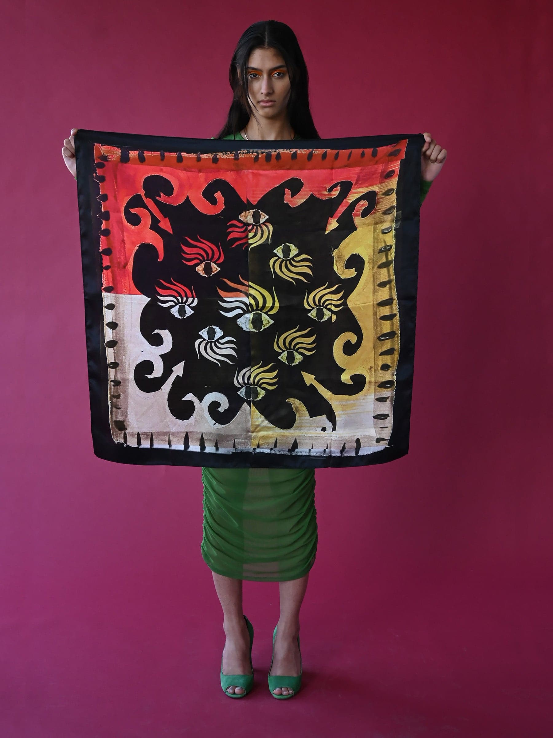 Printed Rabôt silk scarf