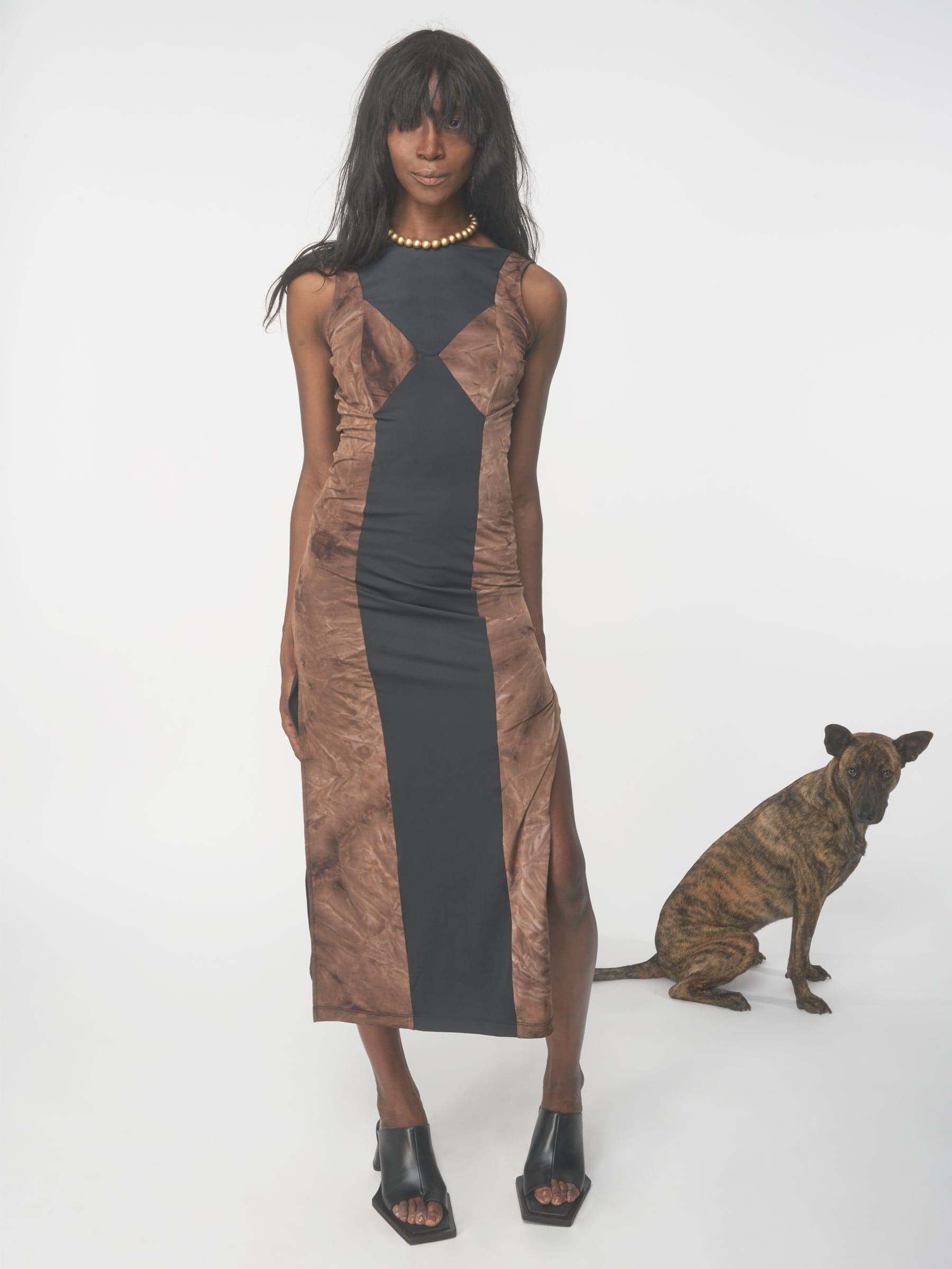 Black and brown tie dye corset spandex dress