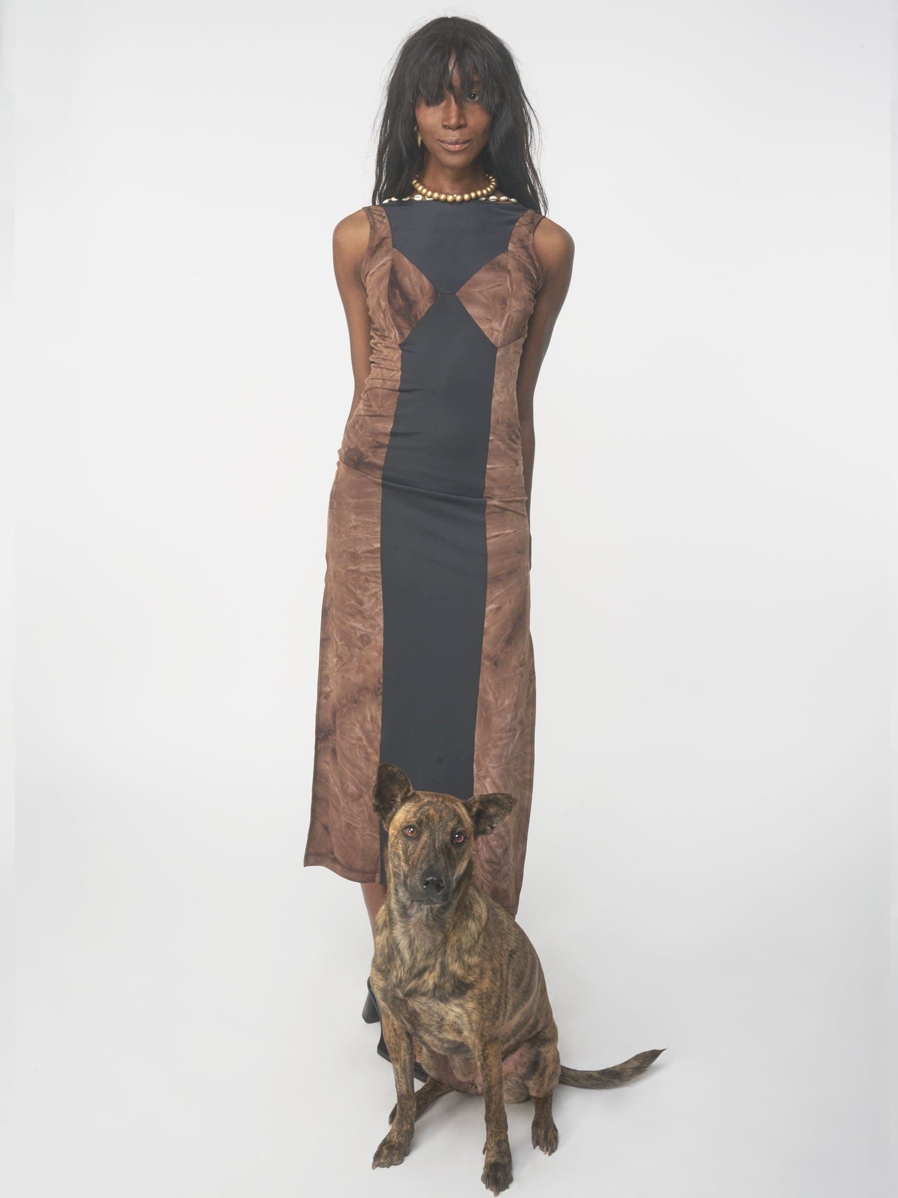 Black and brown tie dye corset spandex dress