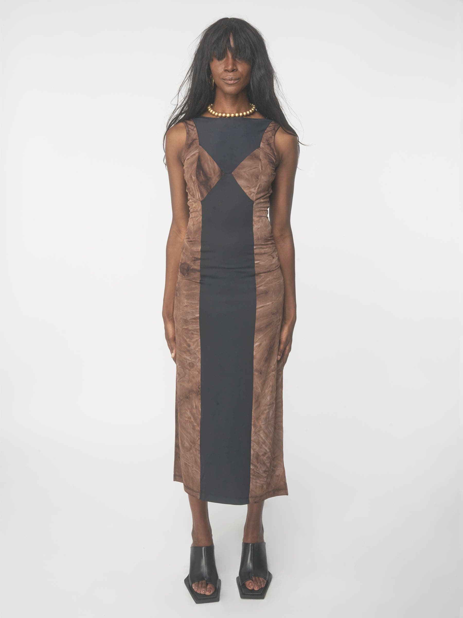 Black and brown tie dye corset spandex dress