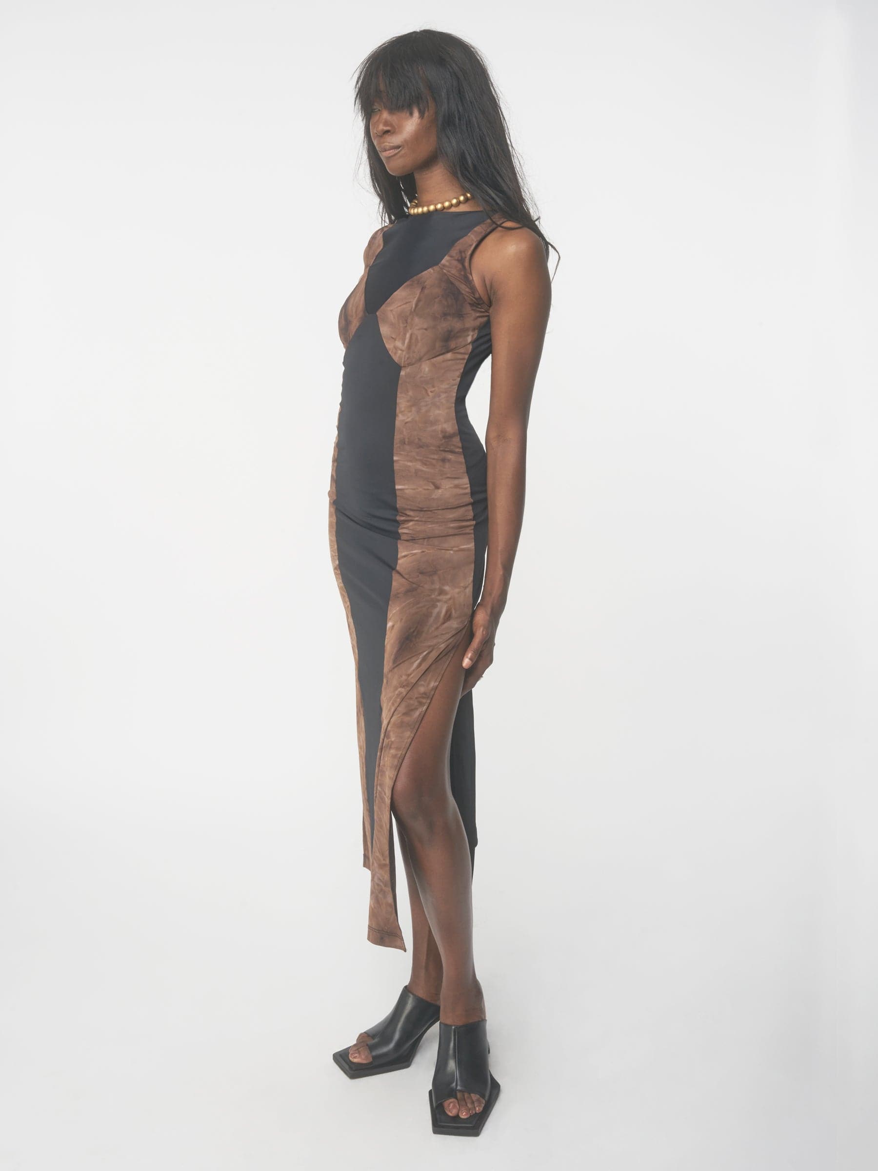 Black and brown tie dye corset spandex dress