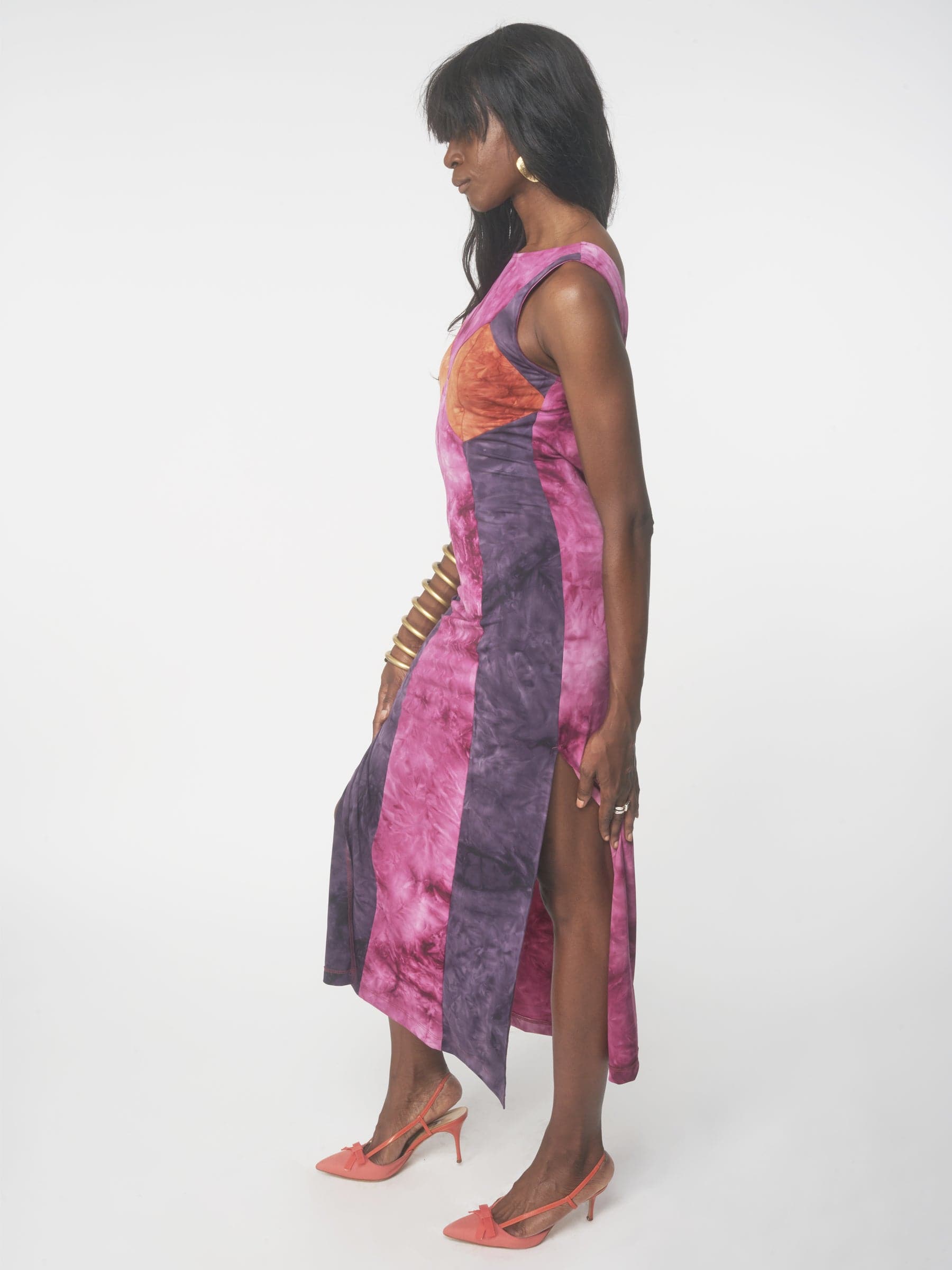 Tie dye spring corset midi dress