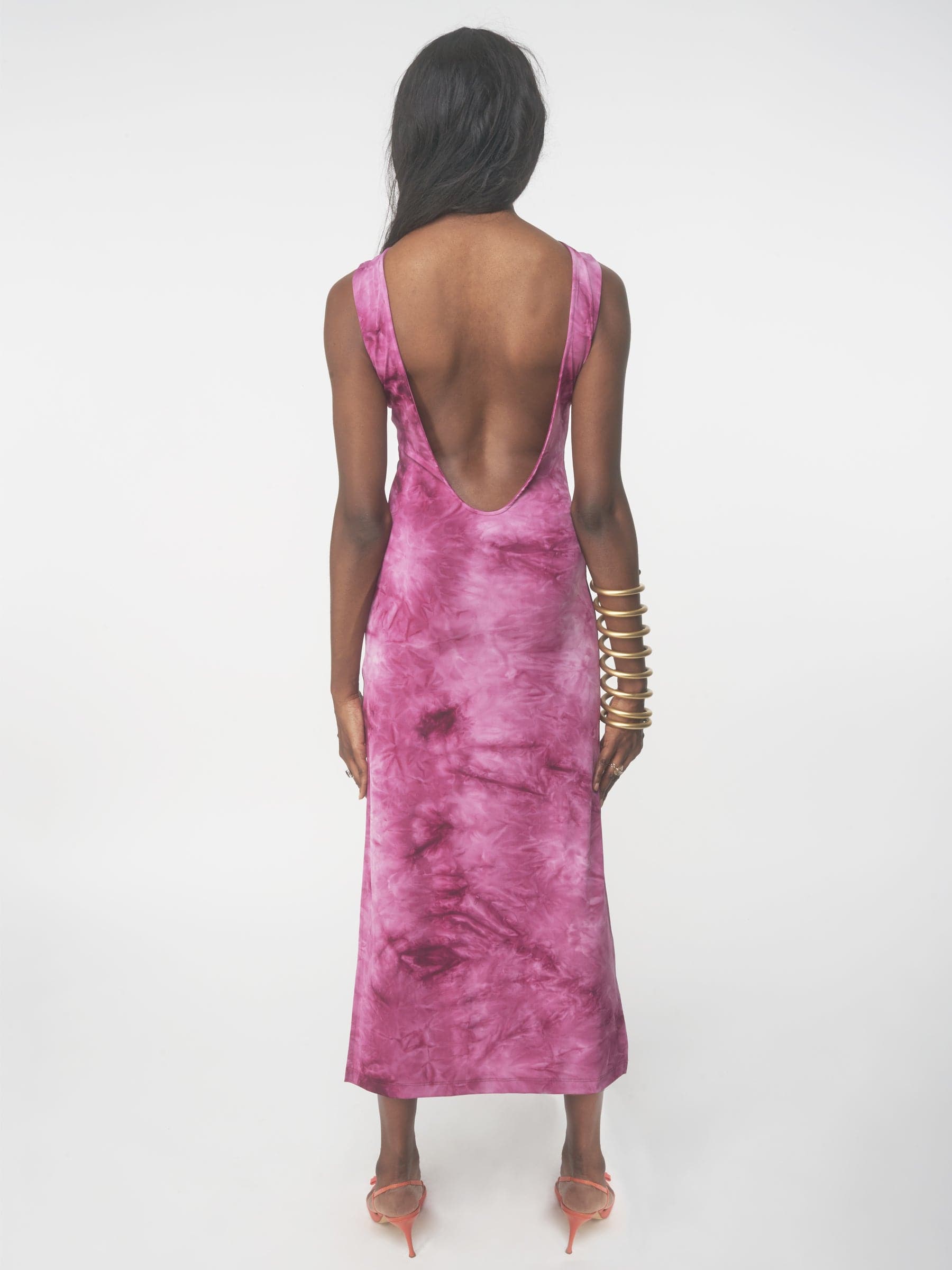 Tie dye spring corset midi dress