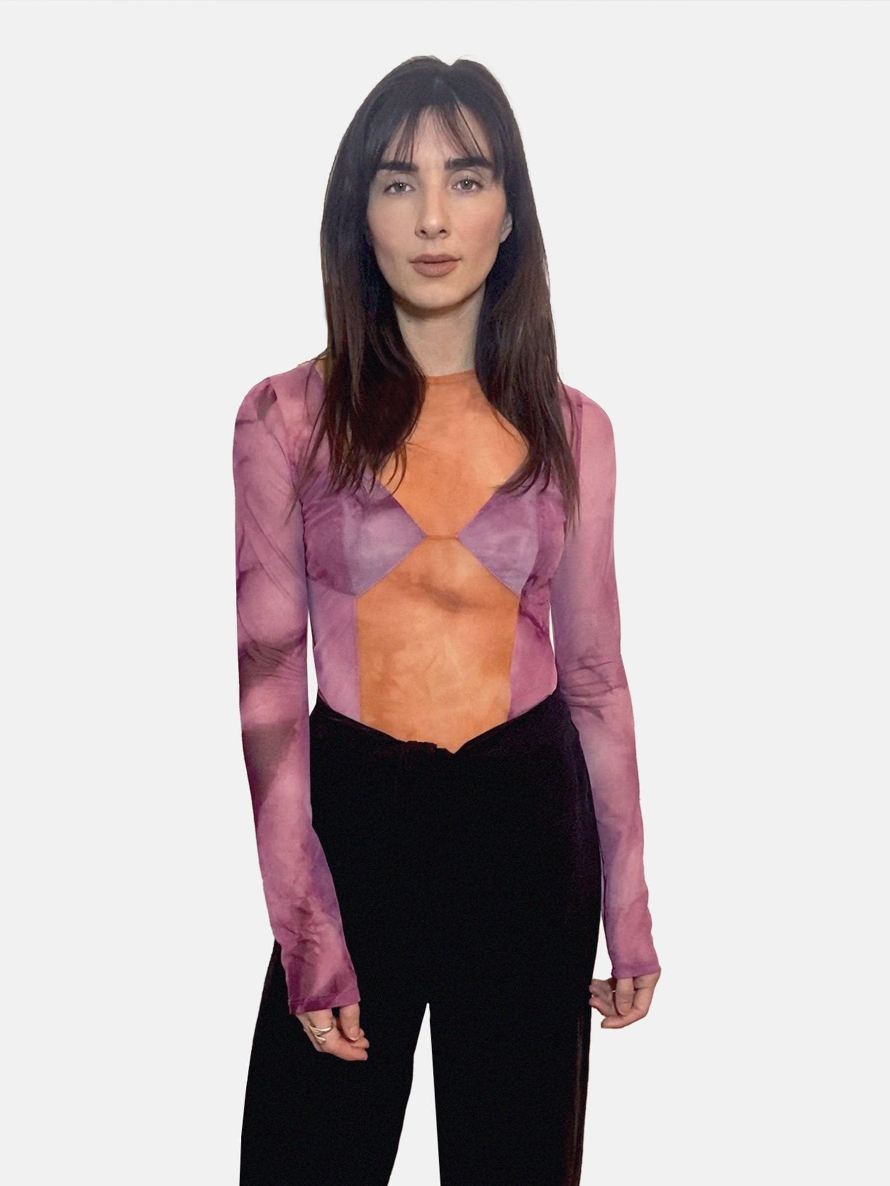 Mesh tie dye corset top