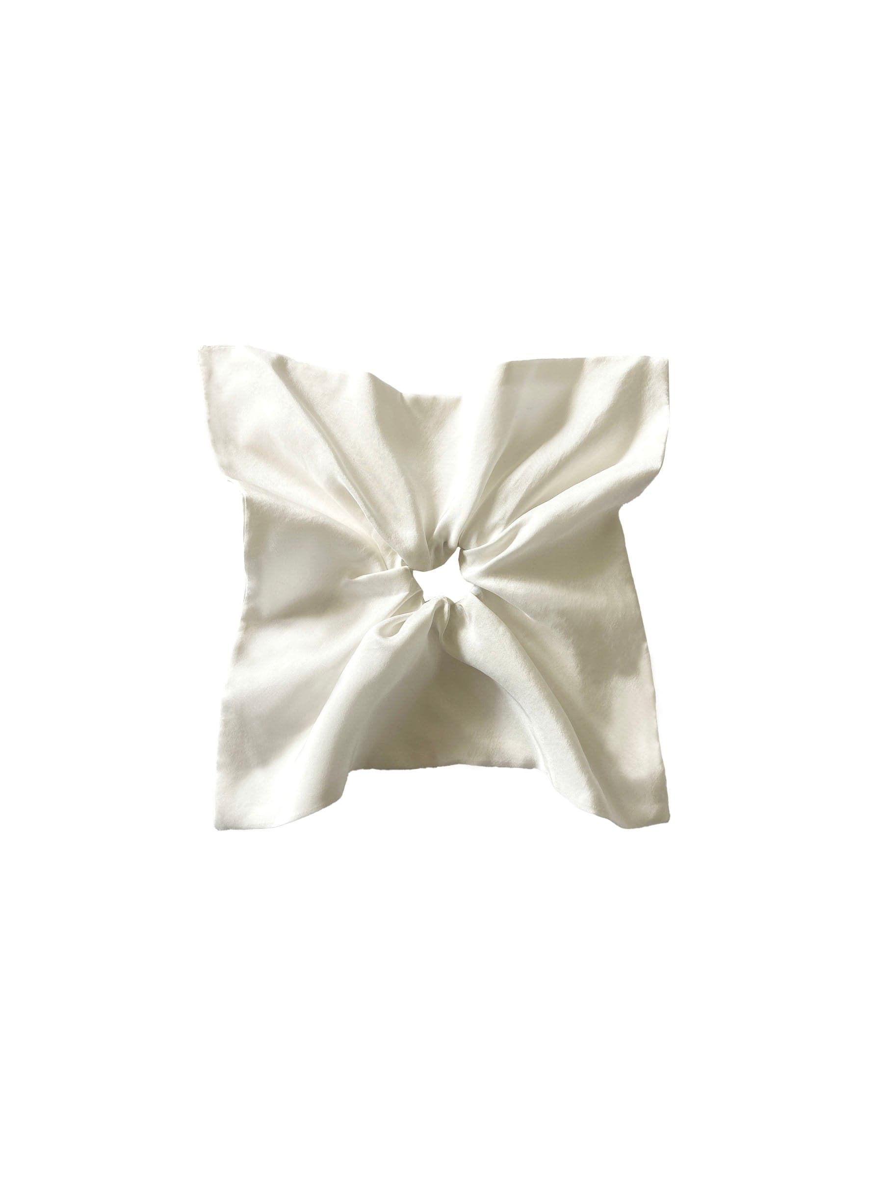 White_pearl_silk_sustainable_square_hair_scrunchie_gift