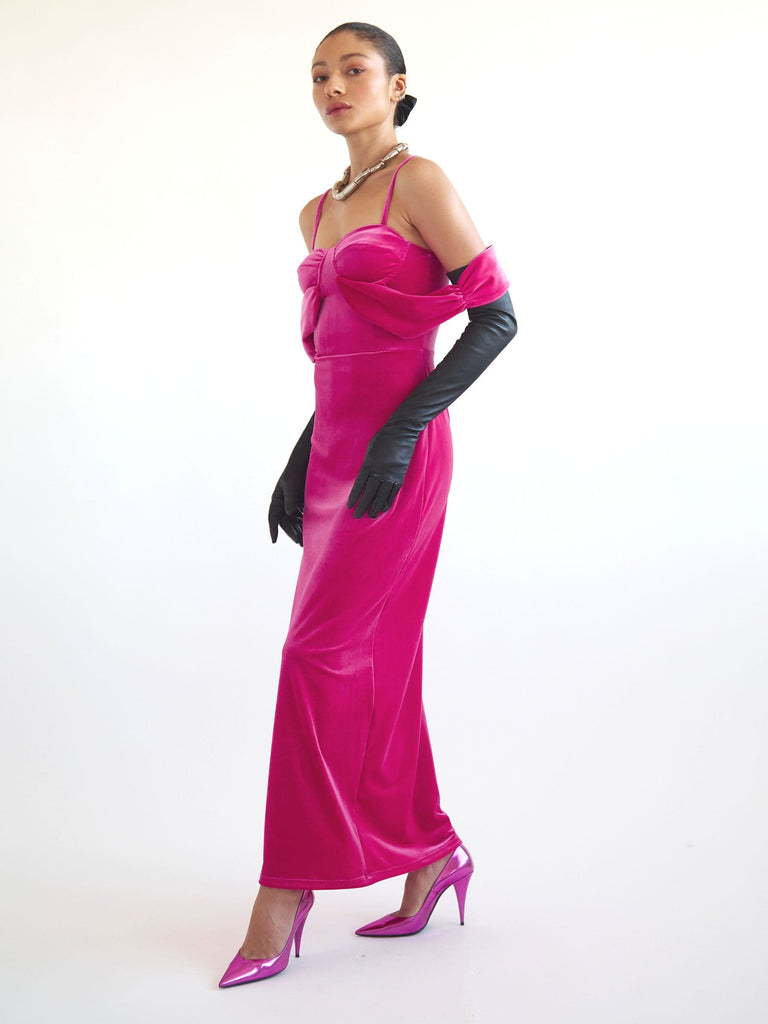 Velvet Pasha Dress in Pink Fortune
