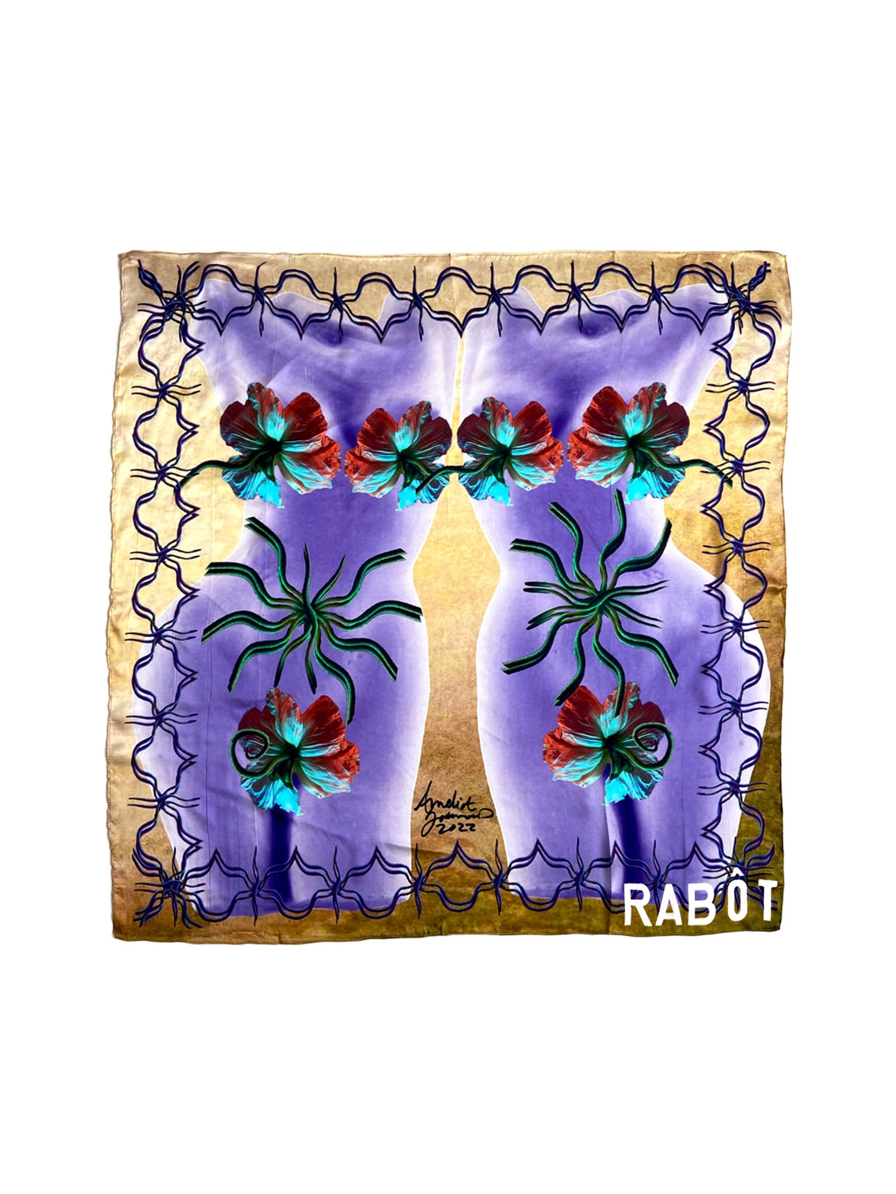 Printed Rabôt silk scarf