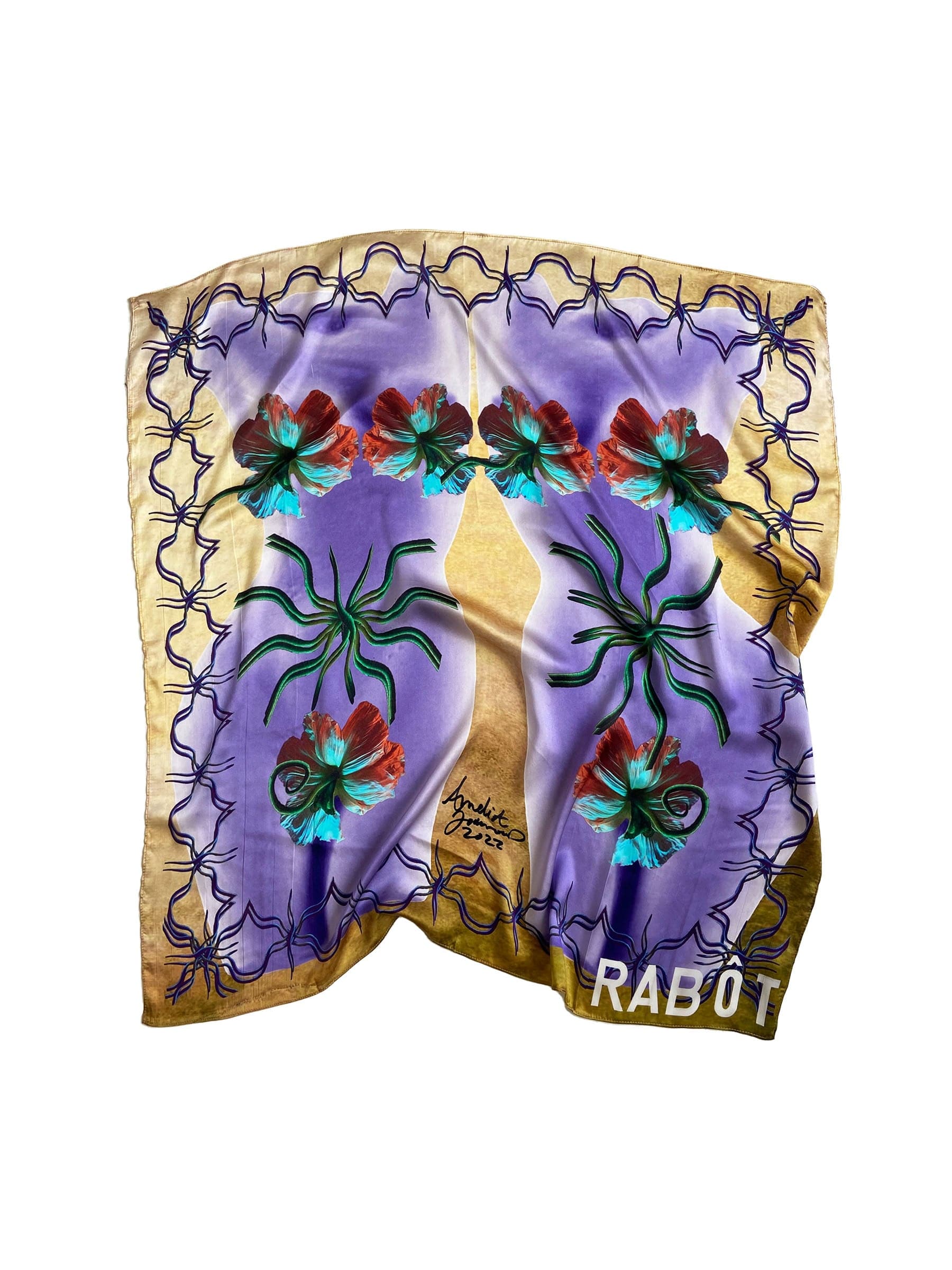 Printed Rabôt silk scarf