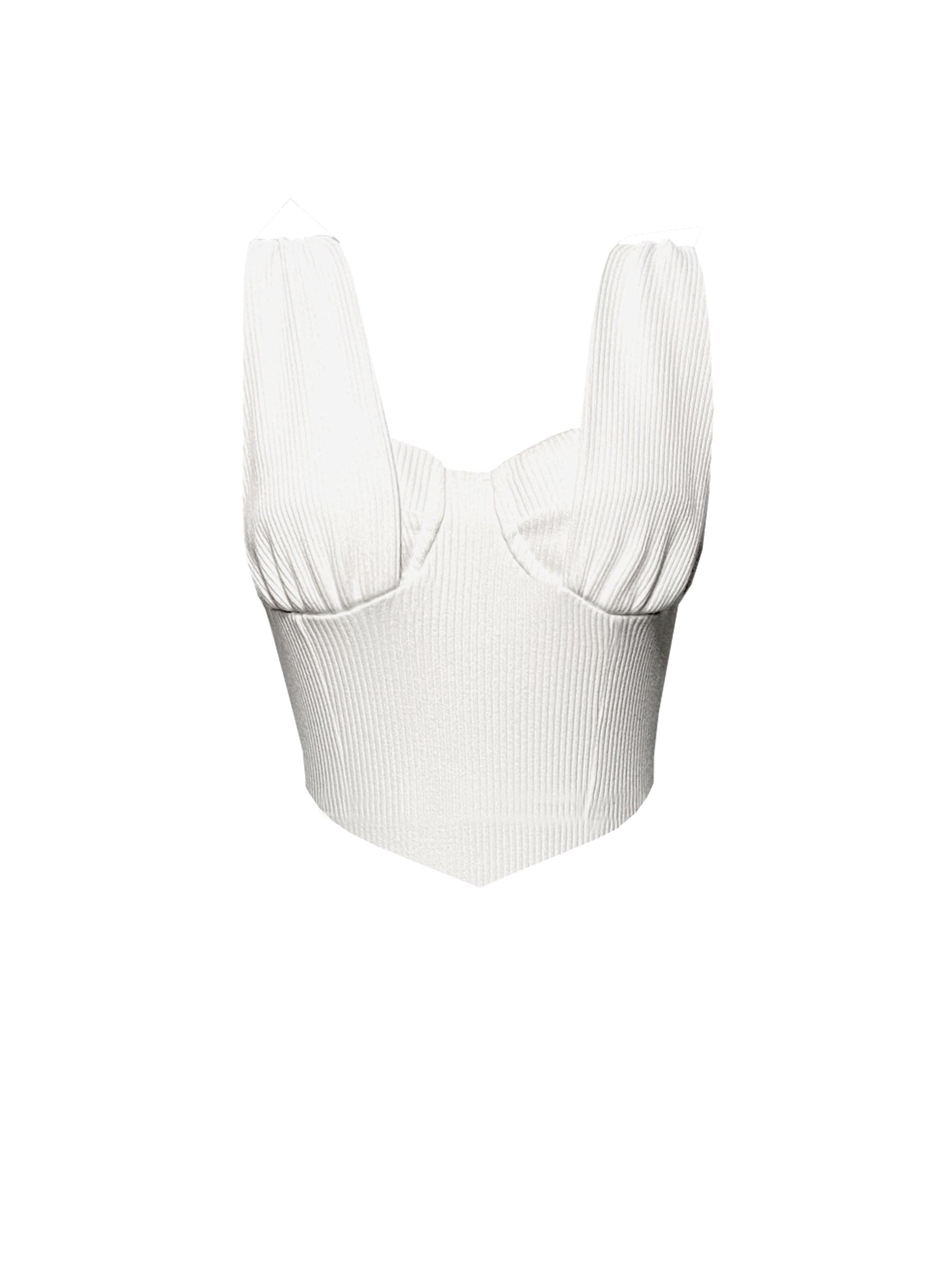 White ribbed corset cropped top