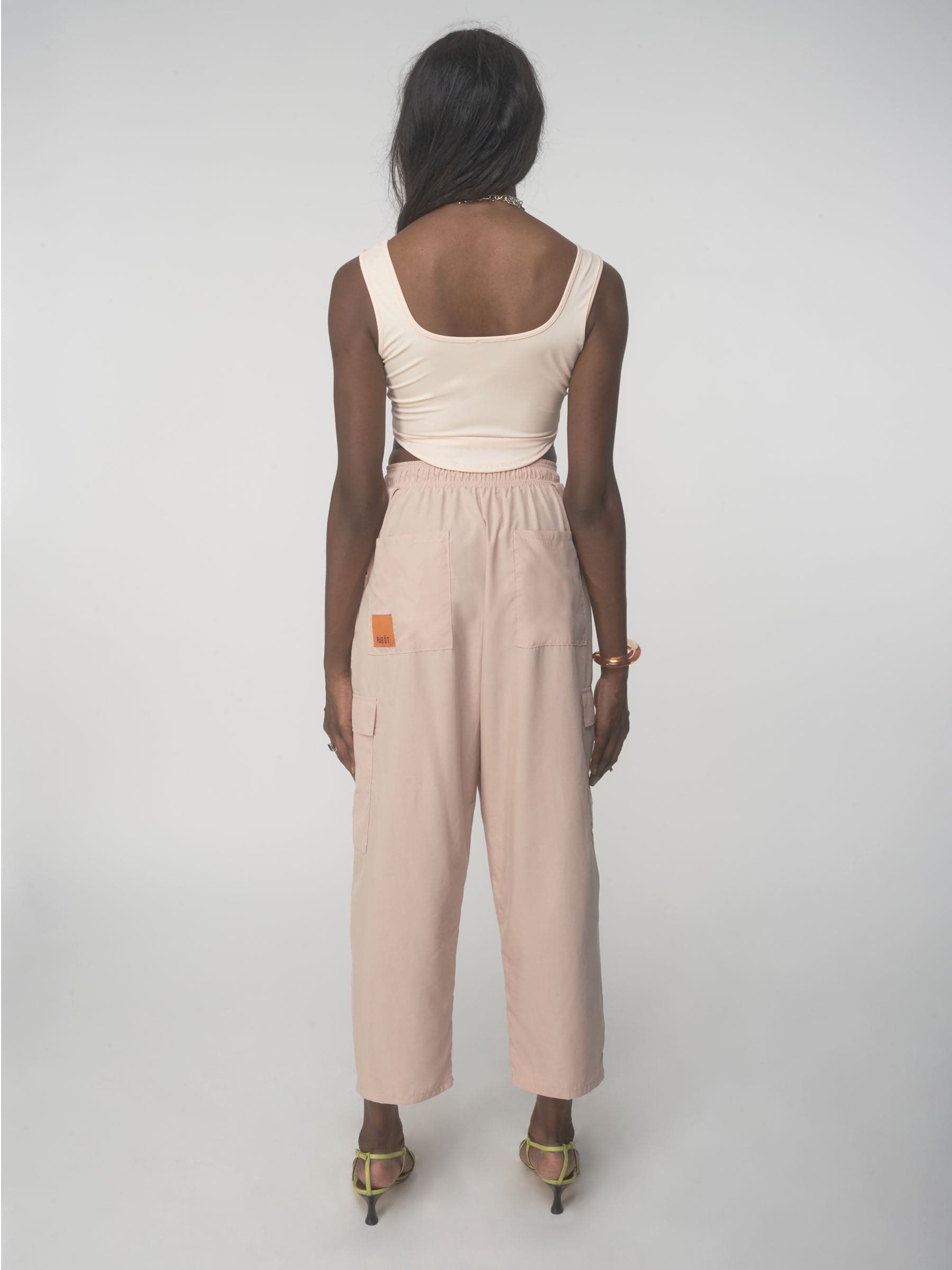 Soft sustainable cargo pant in blush pink