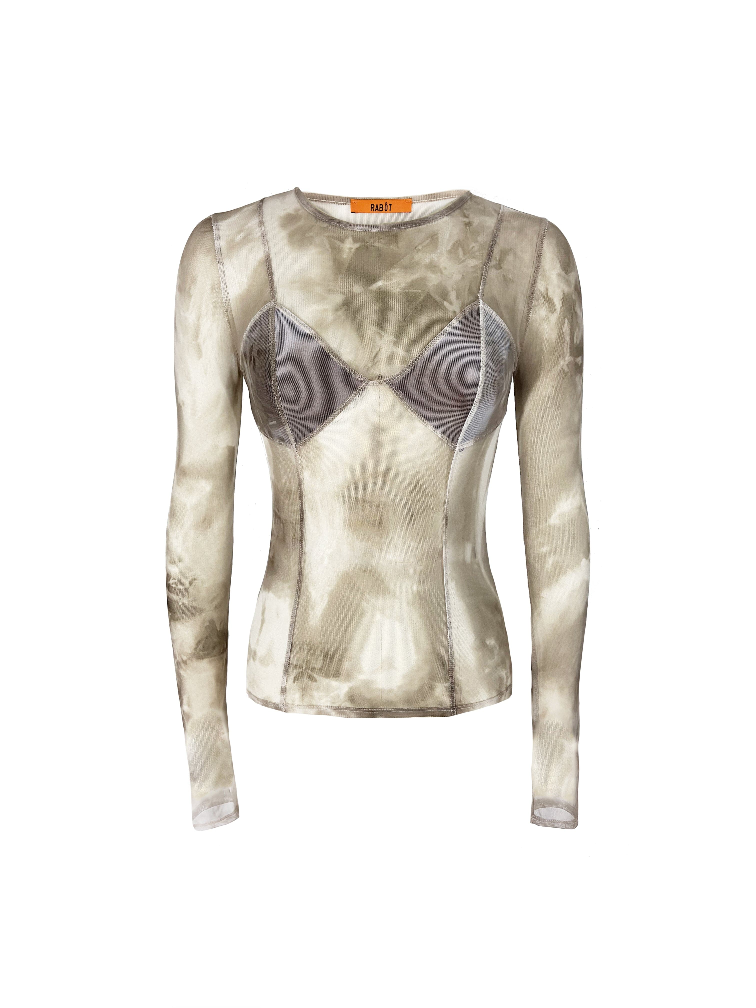 Mesh tie-dye corset top